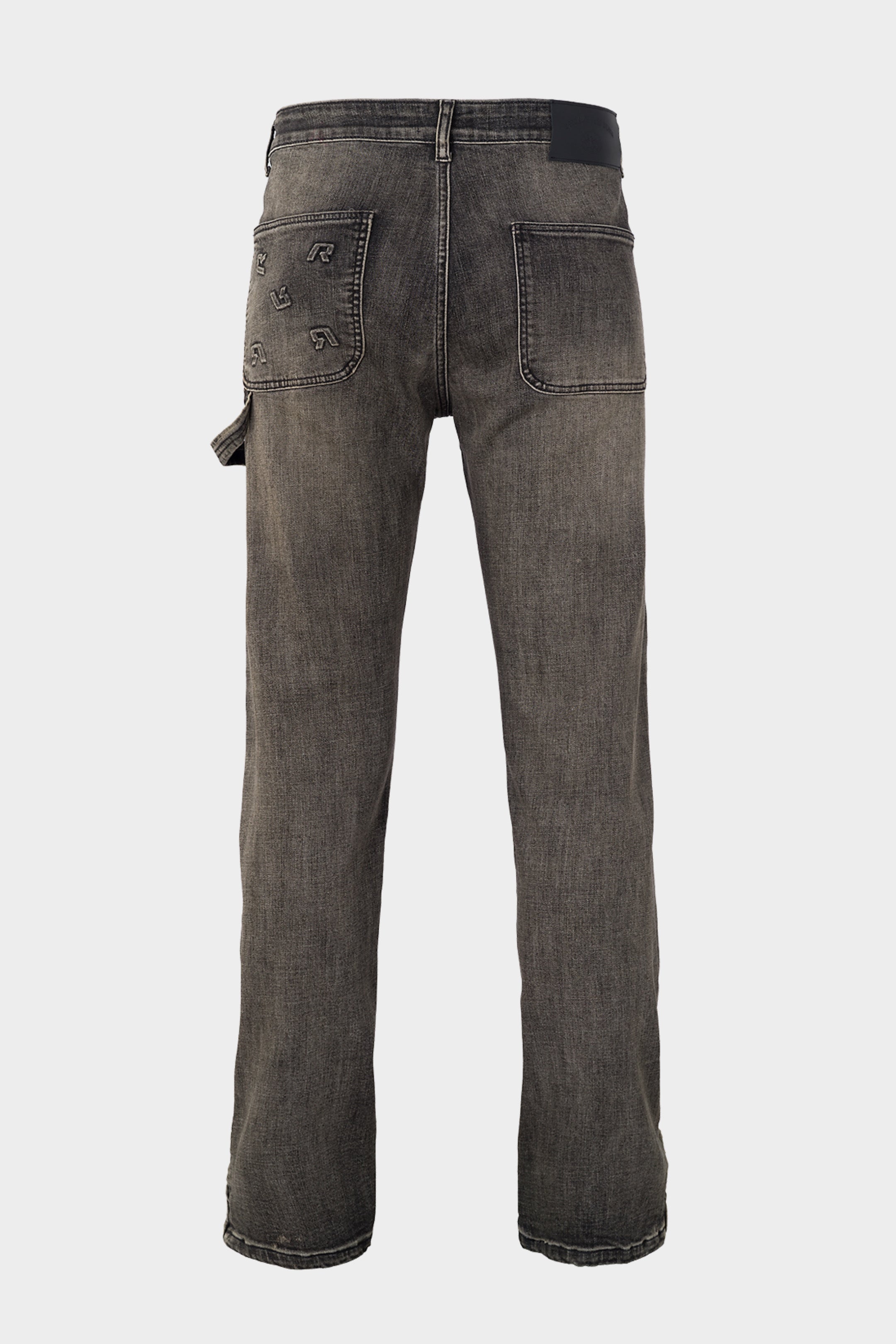 EMBOSSED STRAIGHT WORKER DENIM JEANS BLACK