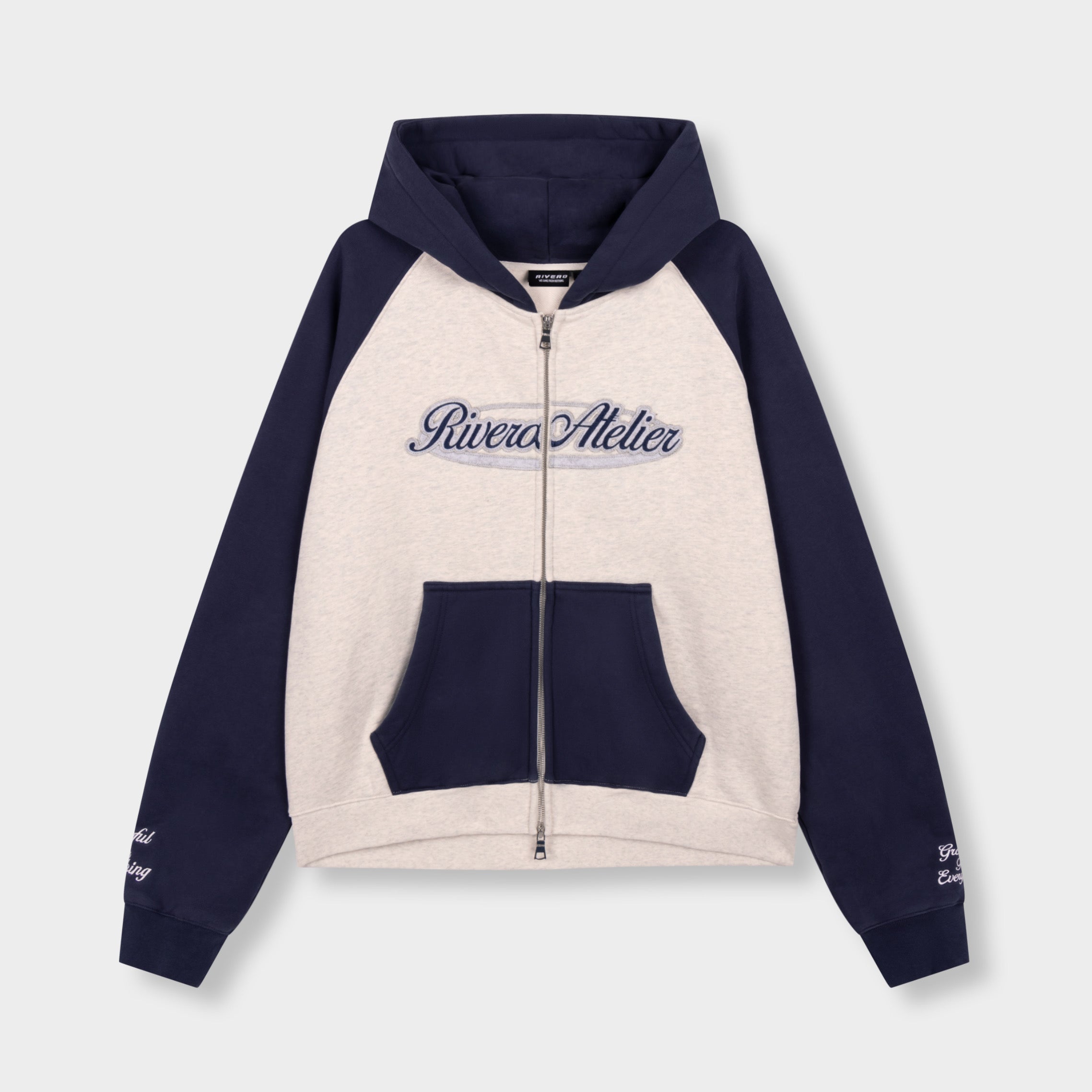 RAGLAN COLLEGE ZIP HOODIE NAVY/GREY