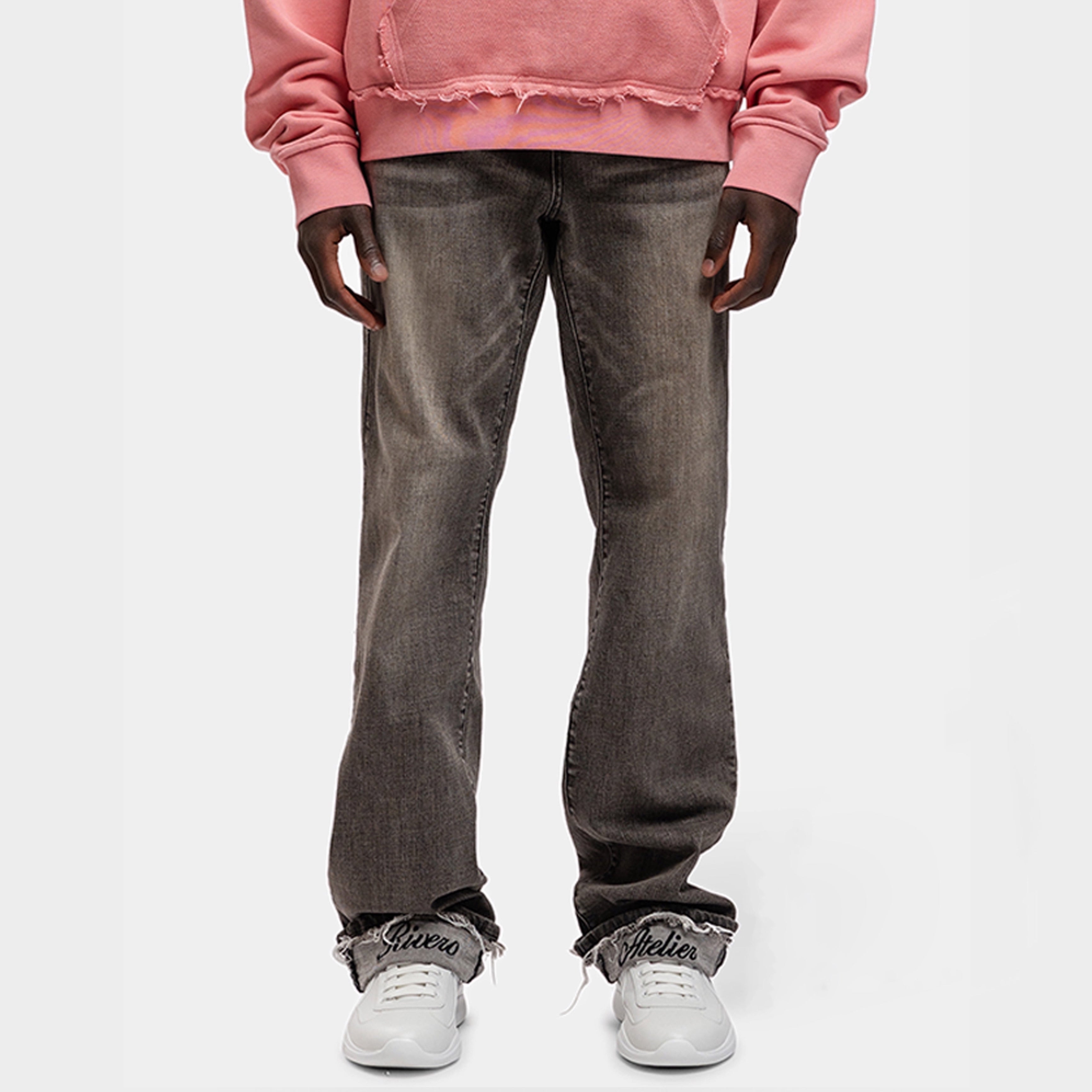 RELAXED FADED FOLD DENIM JEANS