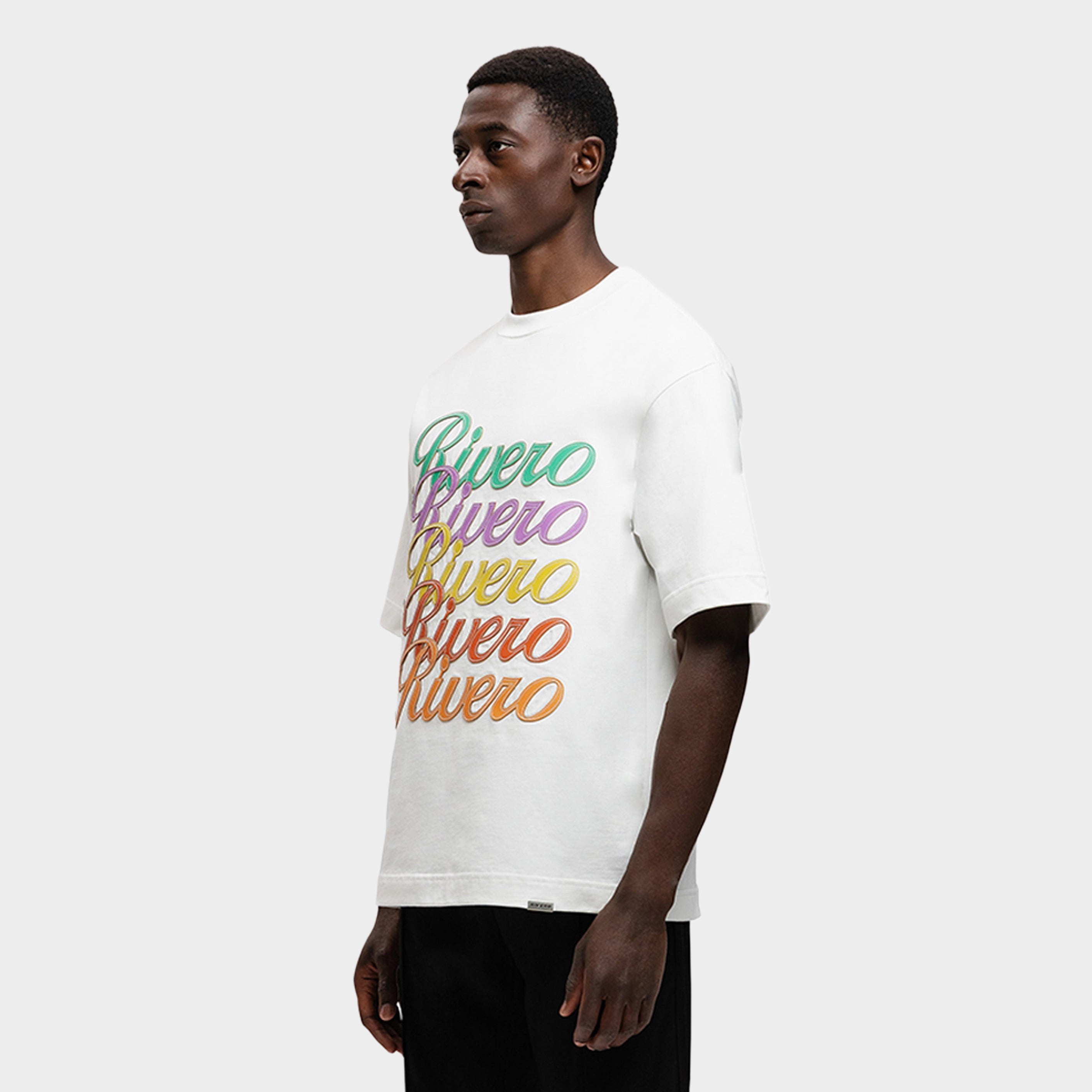 SIGNATURE LEATHER PATCHED T-SHIRT WHITE