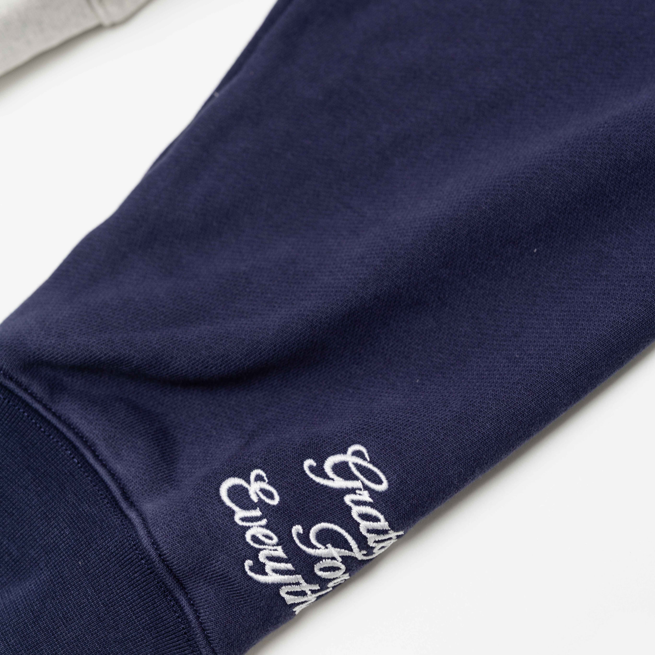 RAGLAN COLLEGE ZIP HOODIE NAVY/GREY