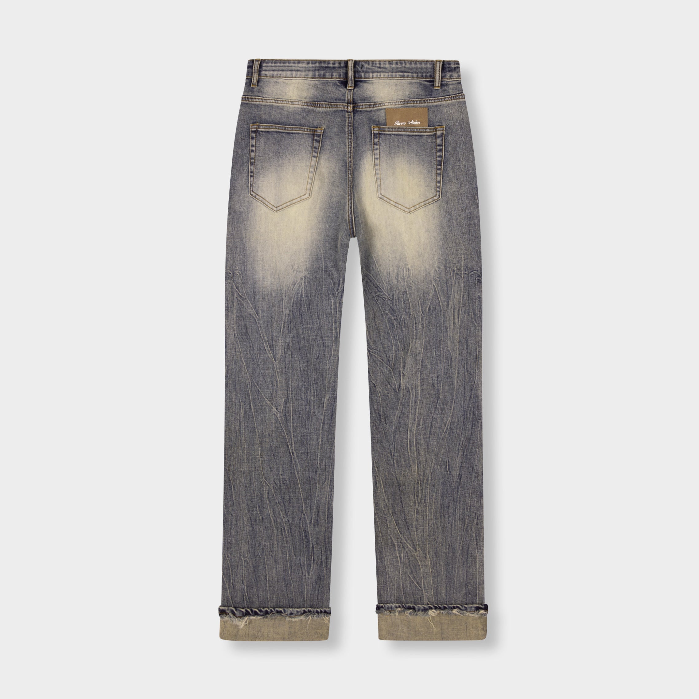 RELAXED FADED FOLD DENIM JEANS