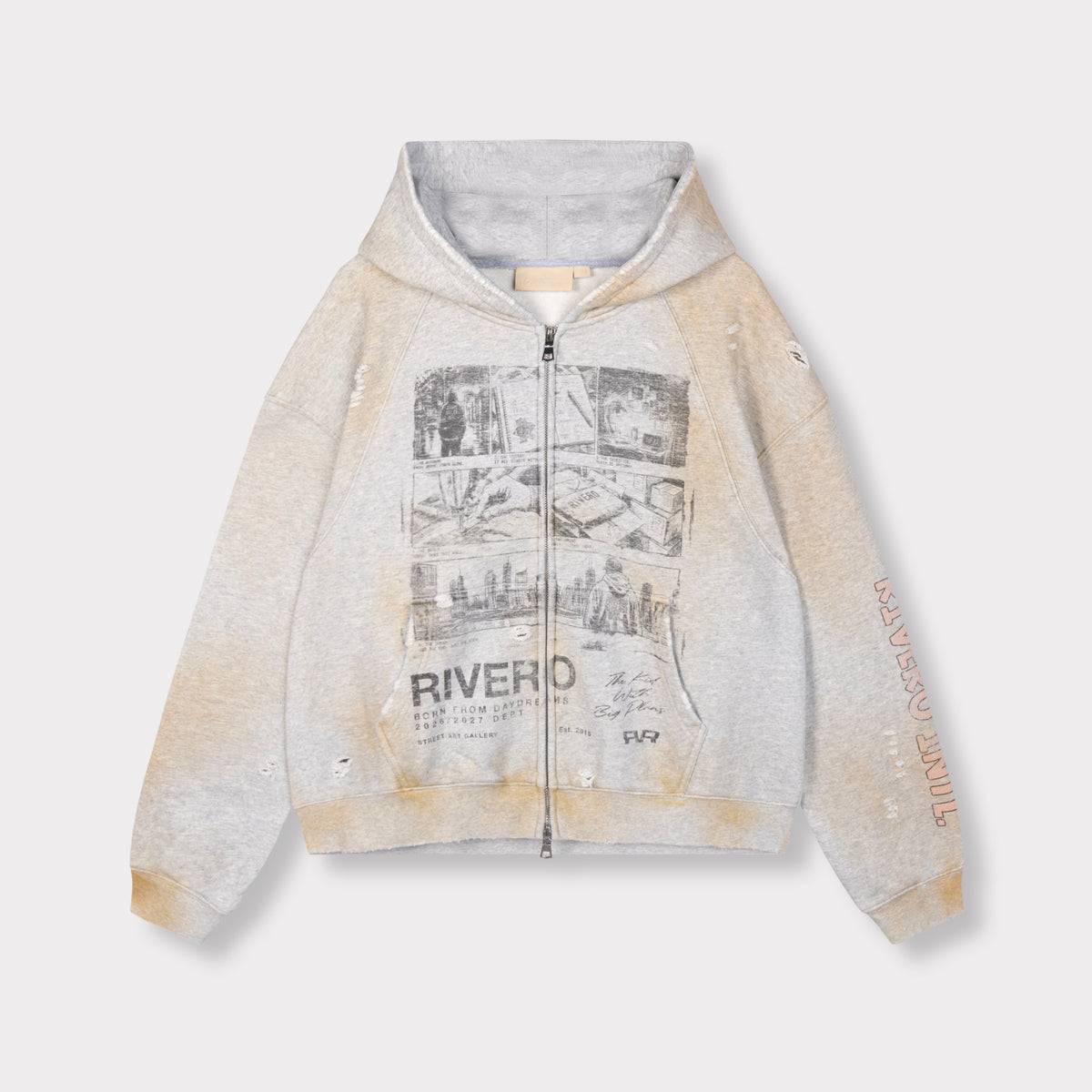 DOCUMENTARY DIRTY WASHED ZIP HOODIE