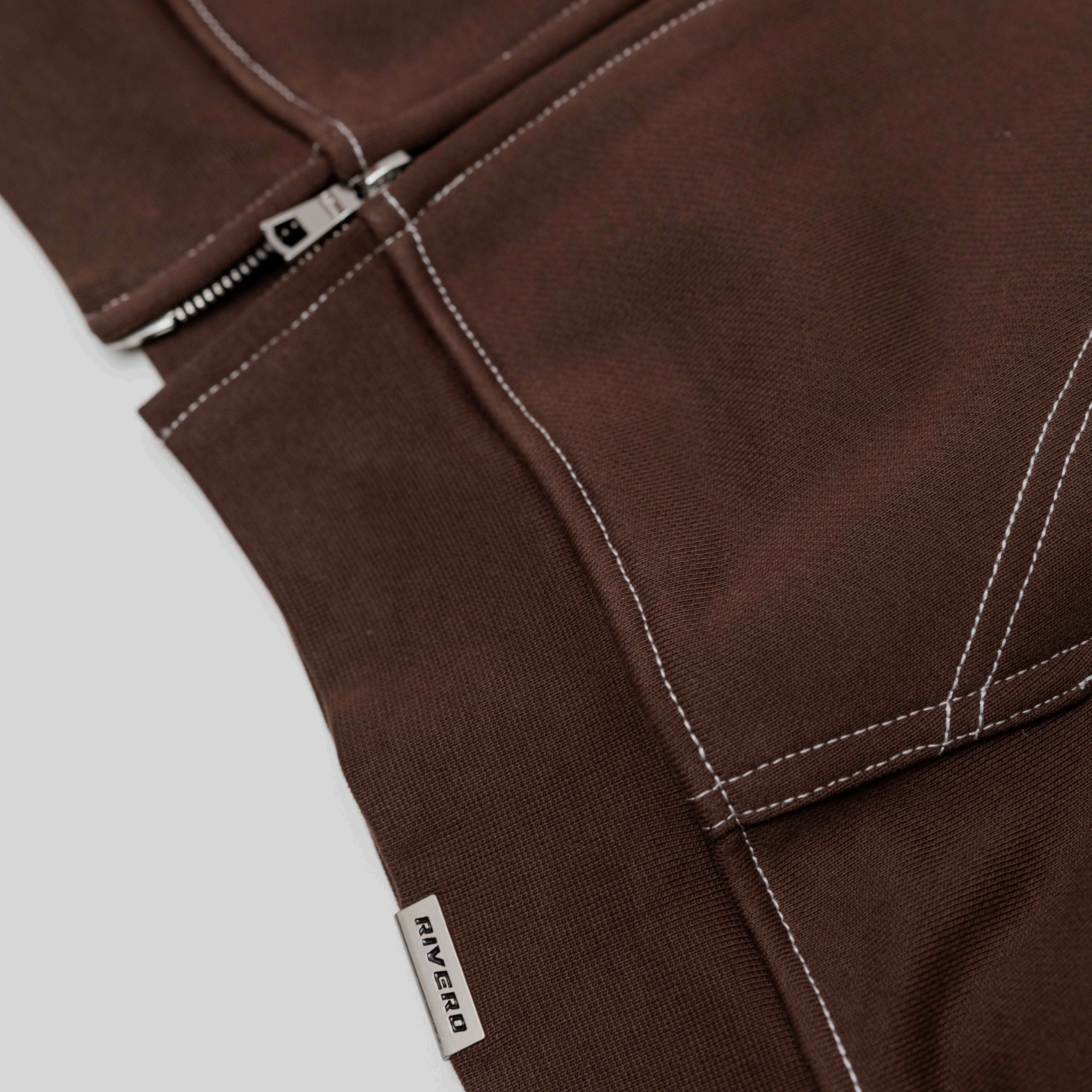SEAMS ZIP HOODIE BROWN