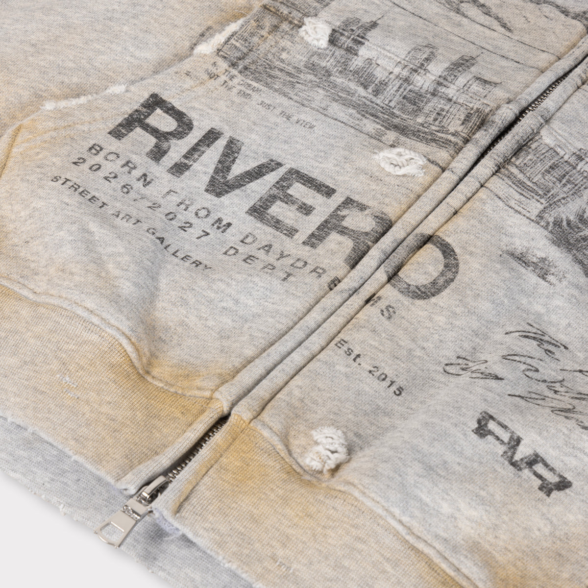 DOCUMENTARY DIRTY WASHED ZIP HOODIE