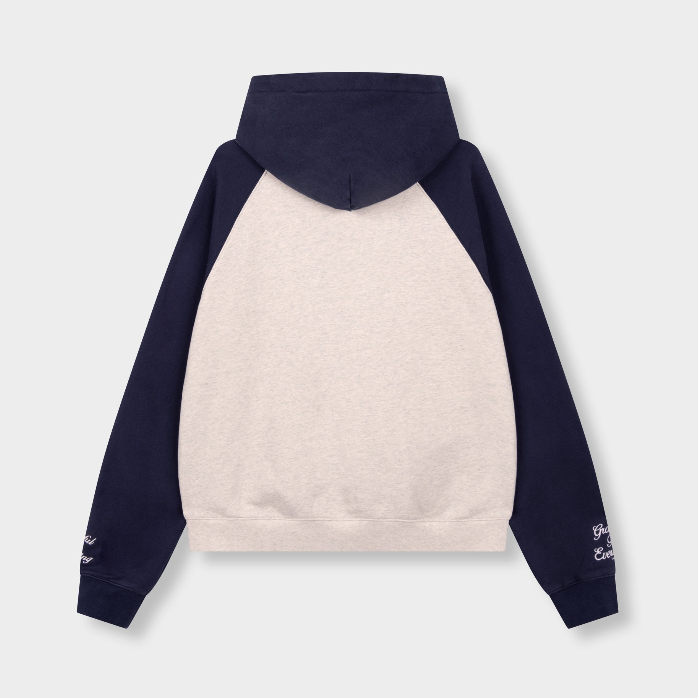 RAGLAN COLLEGE ZIP HOODIE NAVY/GREY