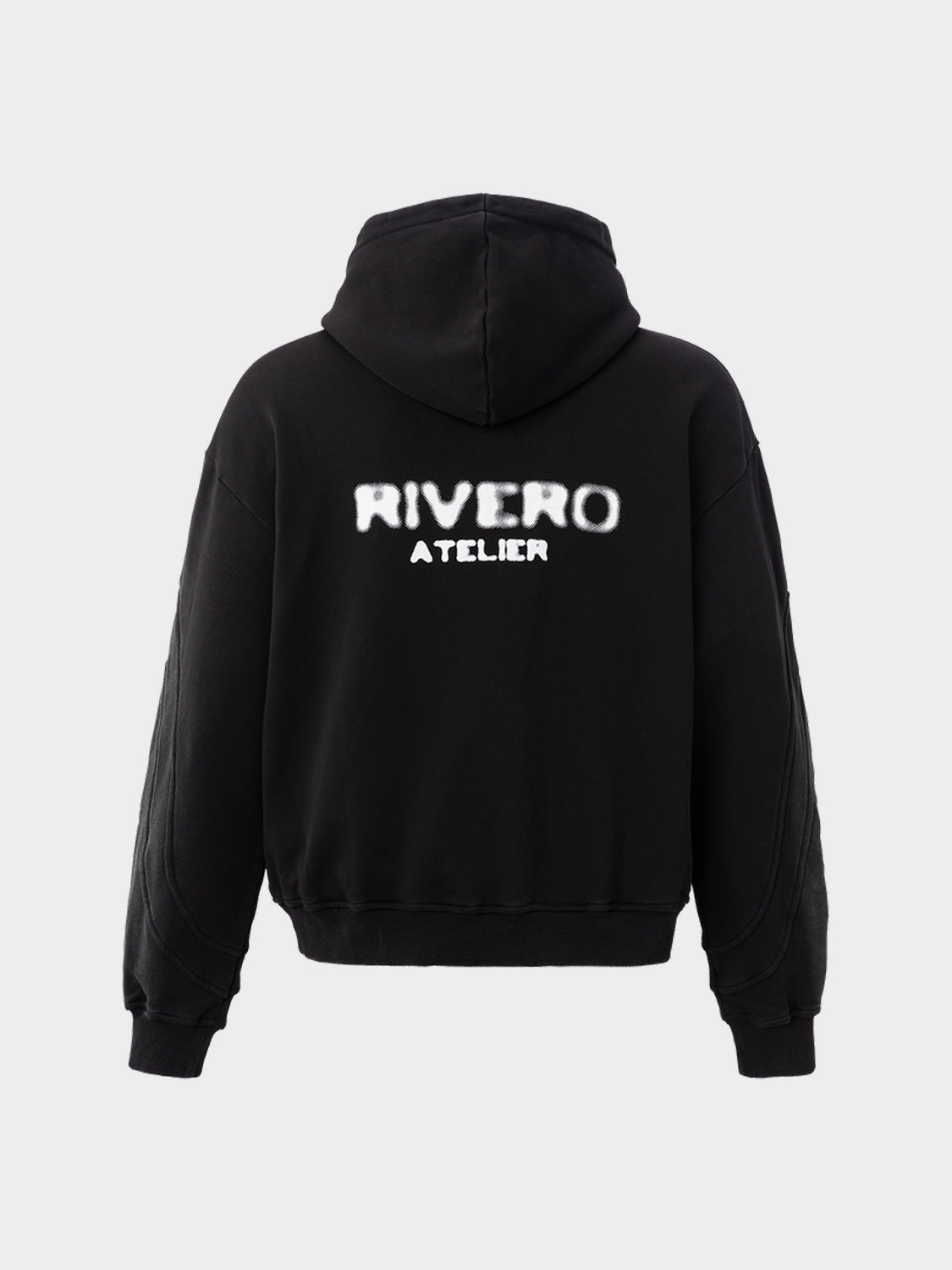 ATELIER SIDE WASHED ZIP HOODIE BLACK