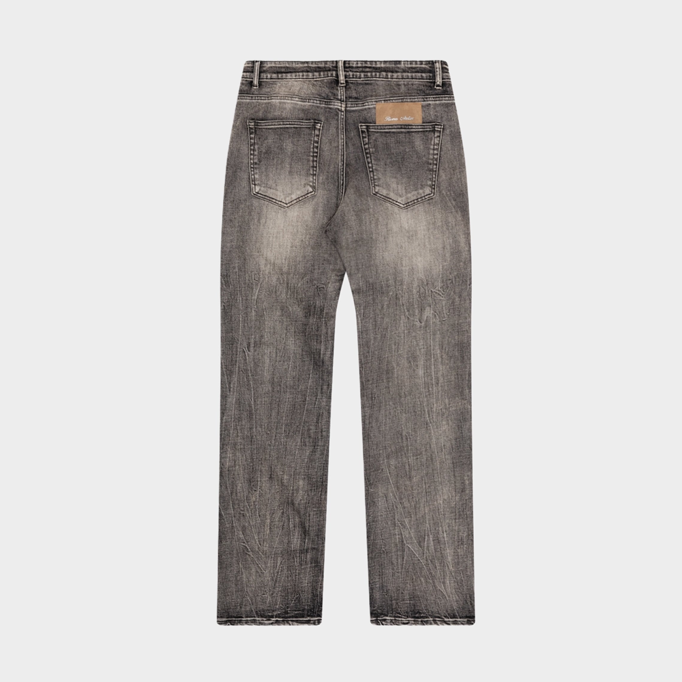 BLEACH WASHED DENIM JEANS DARK