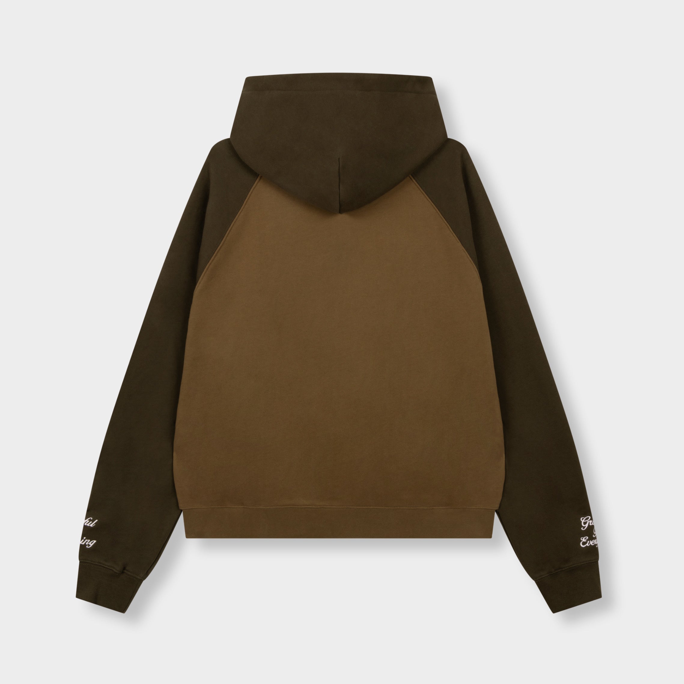 RAGLAN COLLEGE ZIP HOODIE BROWN