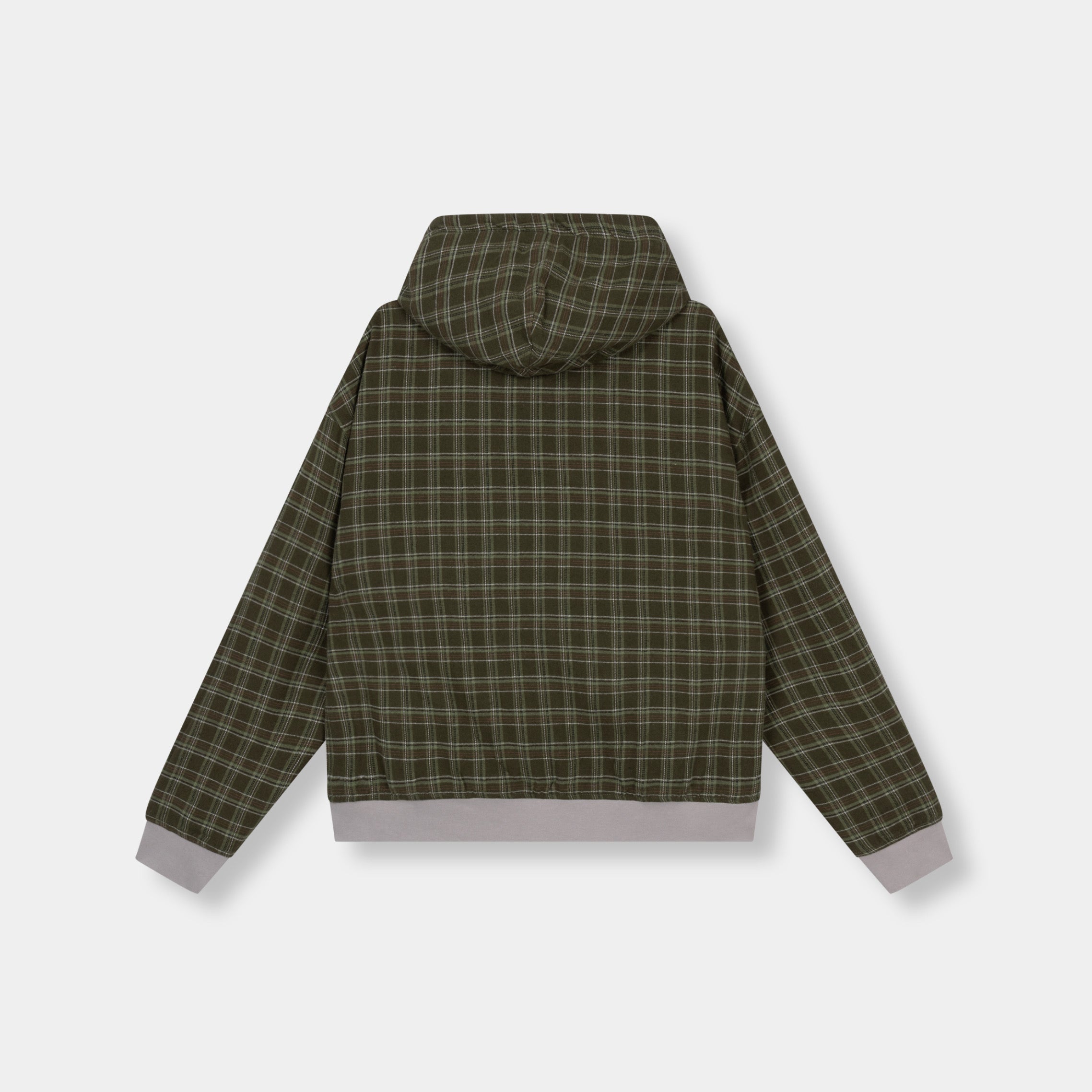 REVERSE PLAID ZIP HOODIE