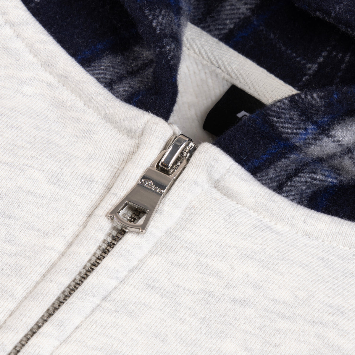 CONTRAST PLAID ZIP HOODIE