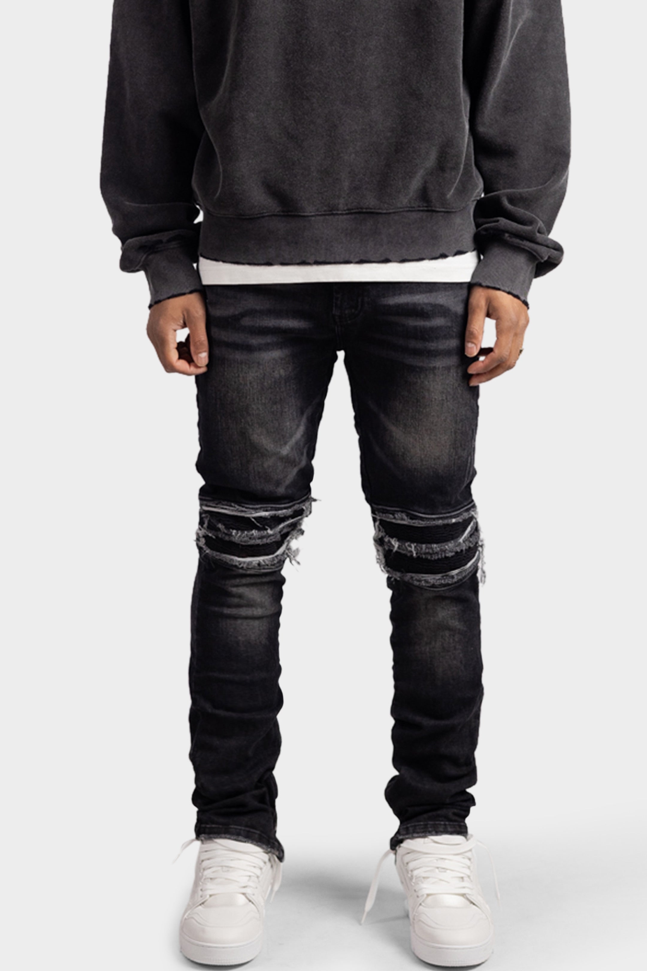 ZIP DENIM JEANS BLACK