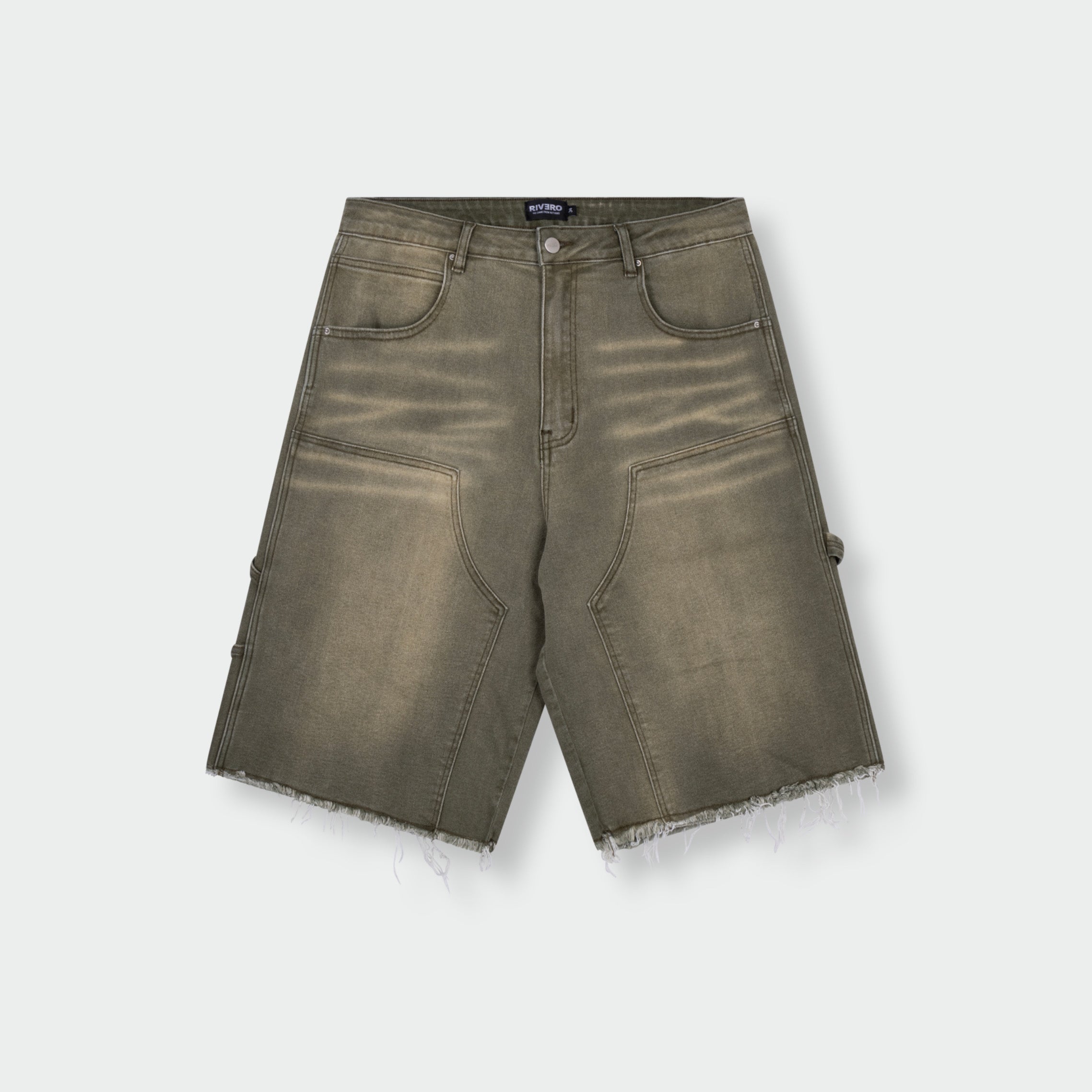 OLIVE FADE DENIM JORTS