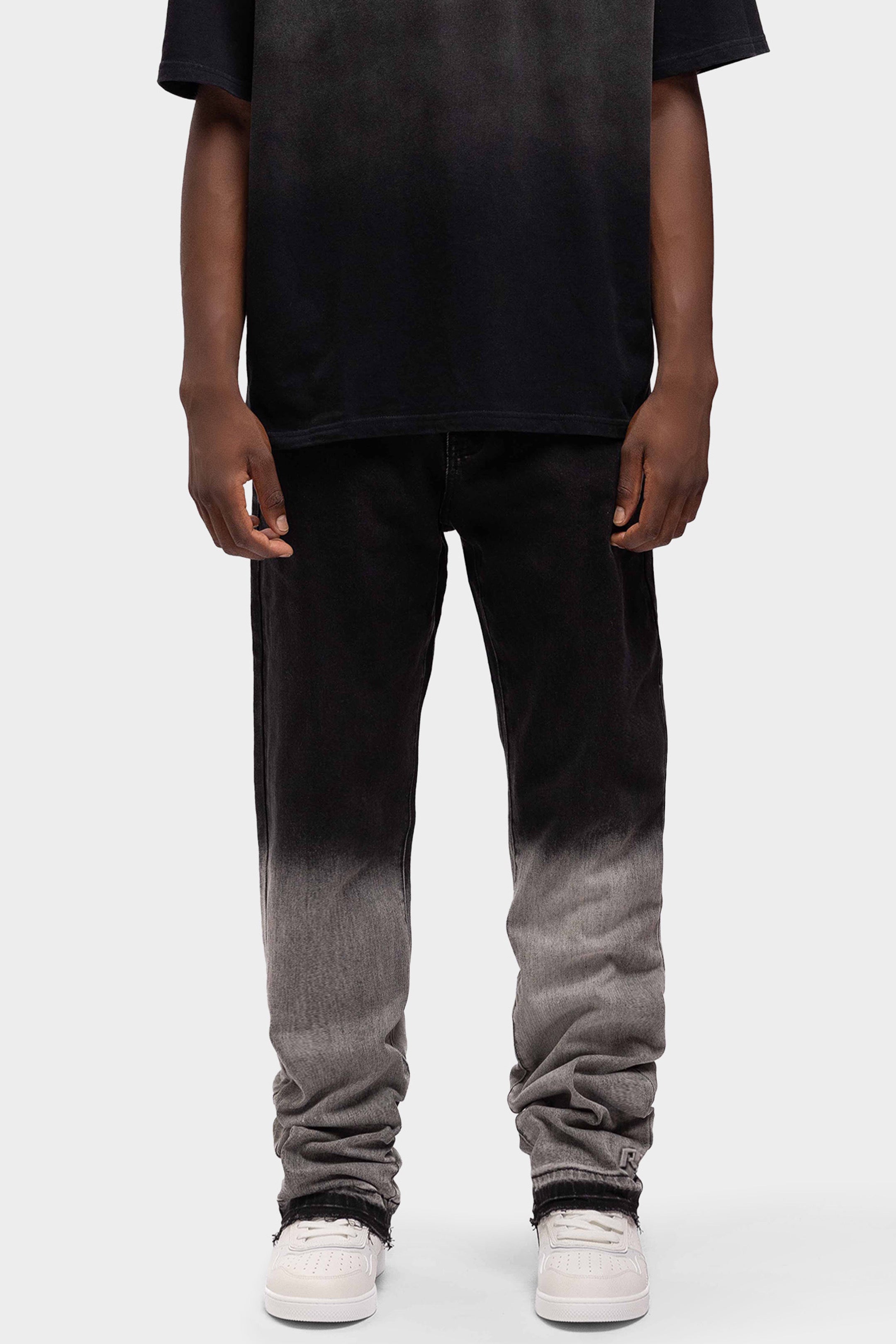 REGULAR GRADIENT WASHED DENIM JEANS BLACK/GREY