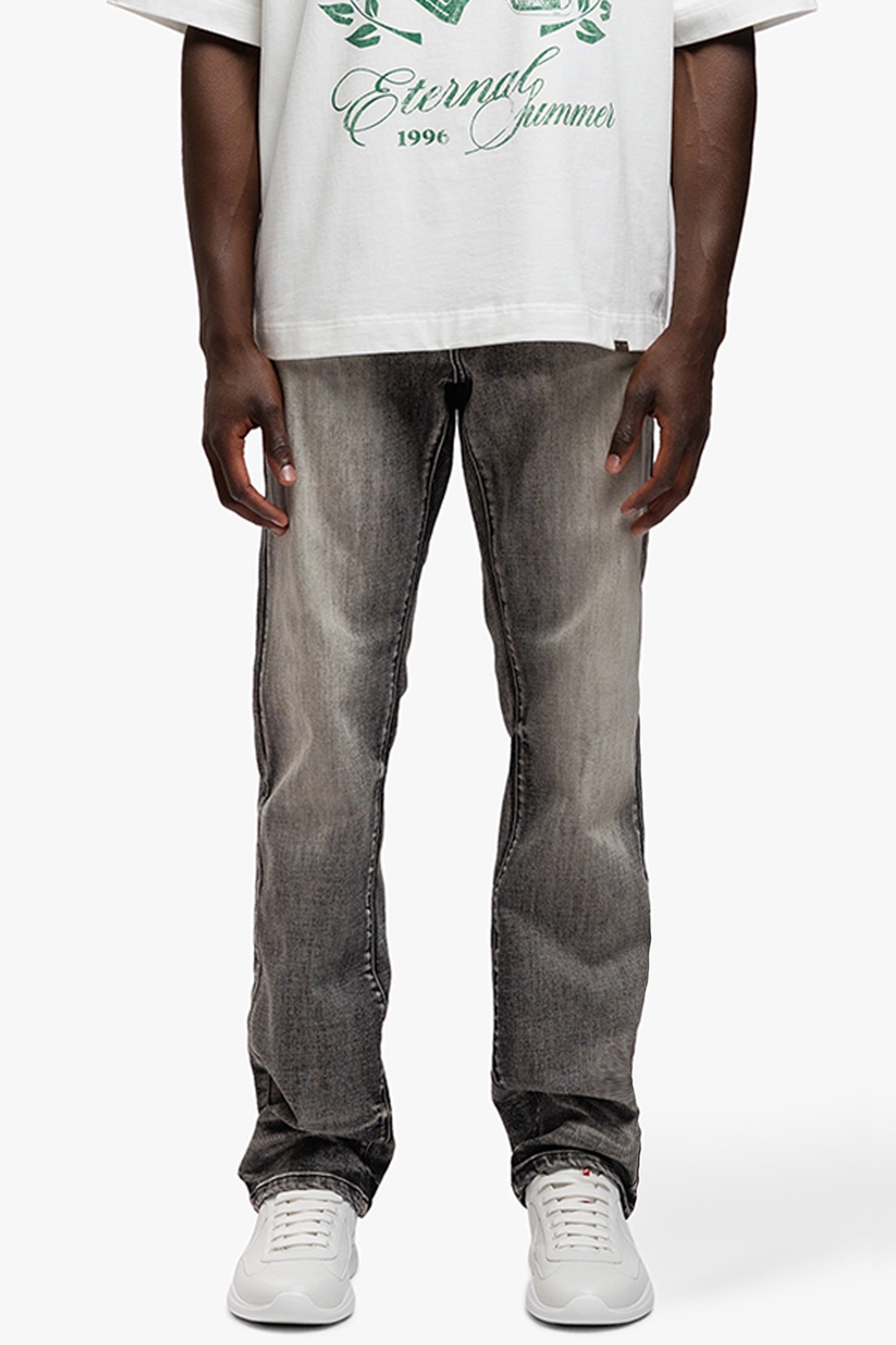 REGULAR PLAIN METAL WASHED DENIM JEANS