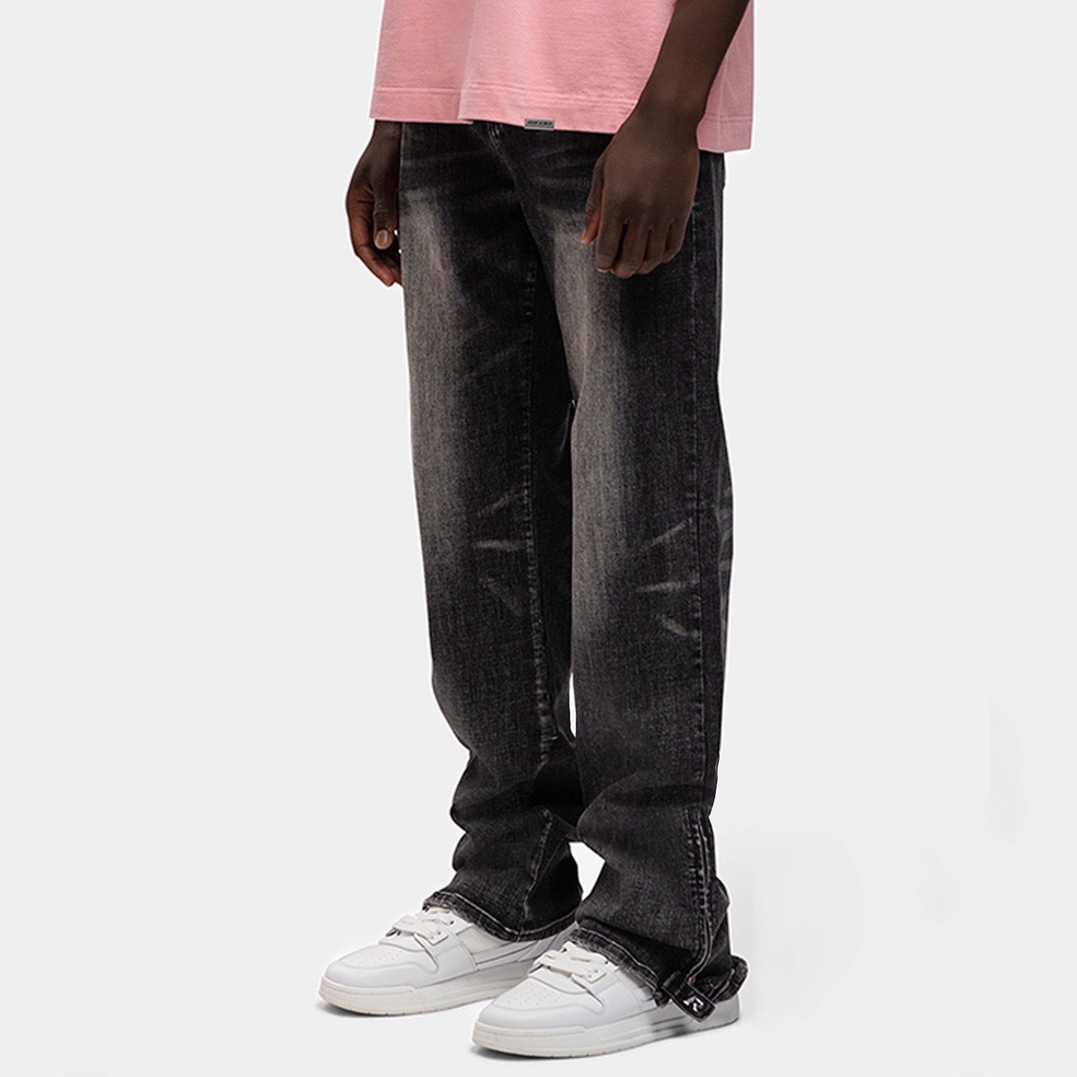 RELAXED BUTTONED ZIP DENIM WASHED BLACK