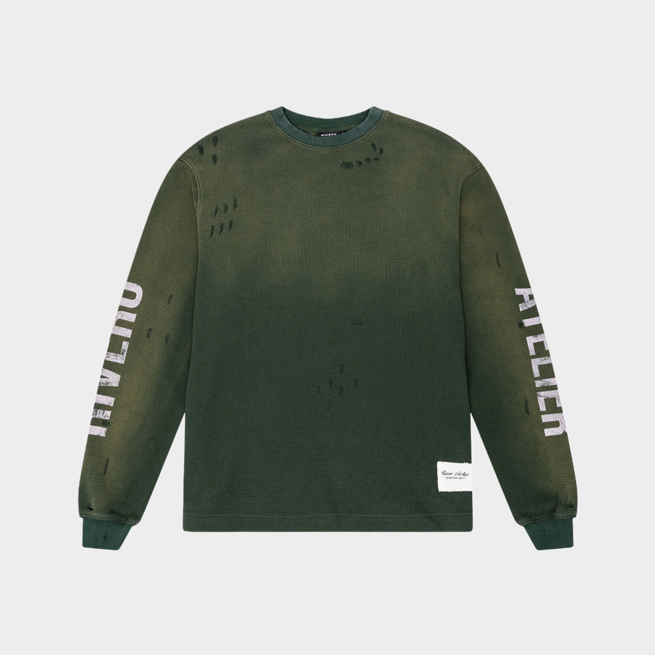 INTL. WASHED WAFFLE LONGSLEEVE GREEN