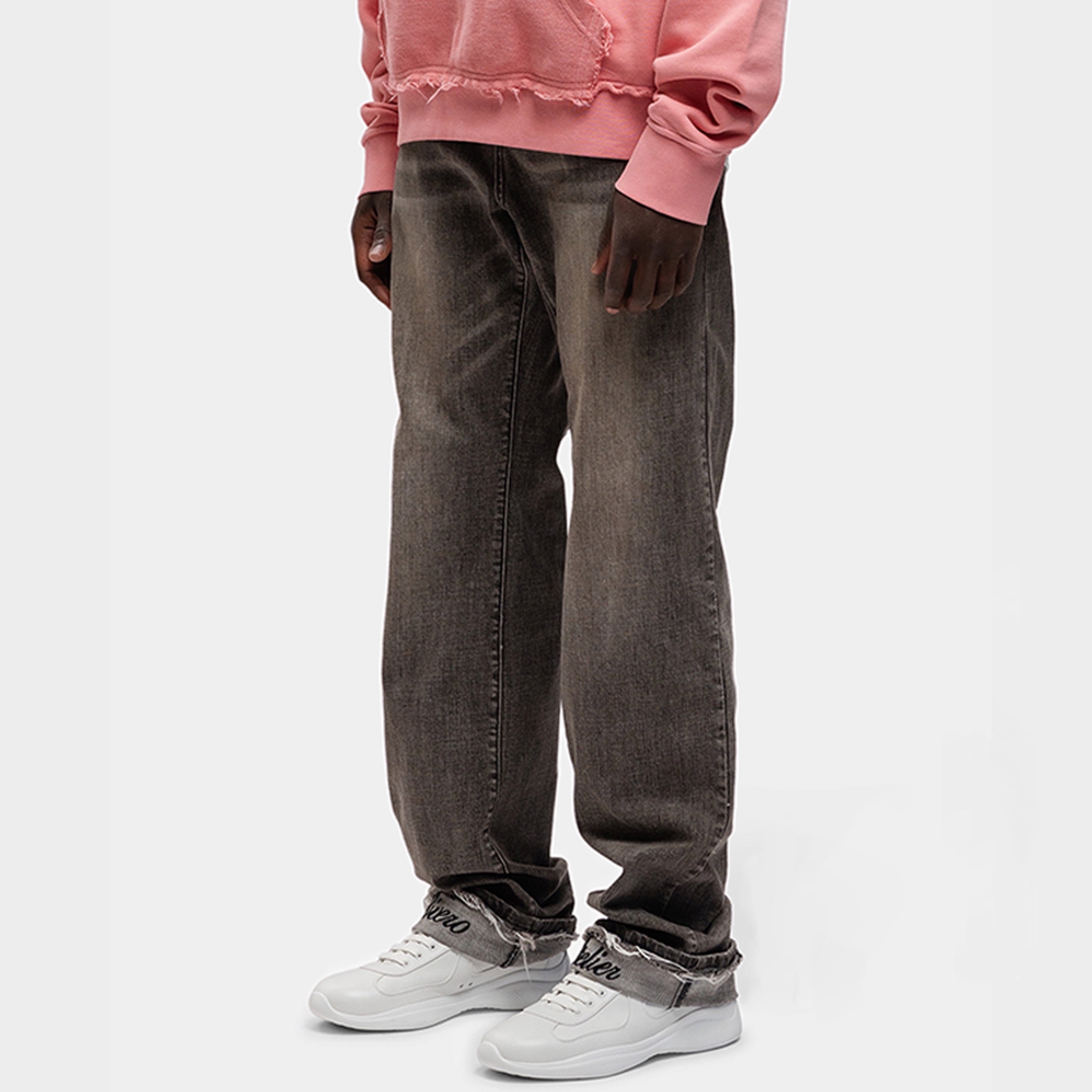 RELAXED FADED FOLD DENIM JEANS