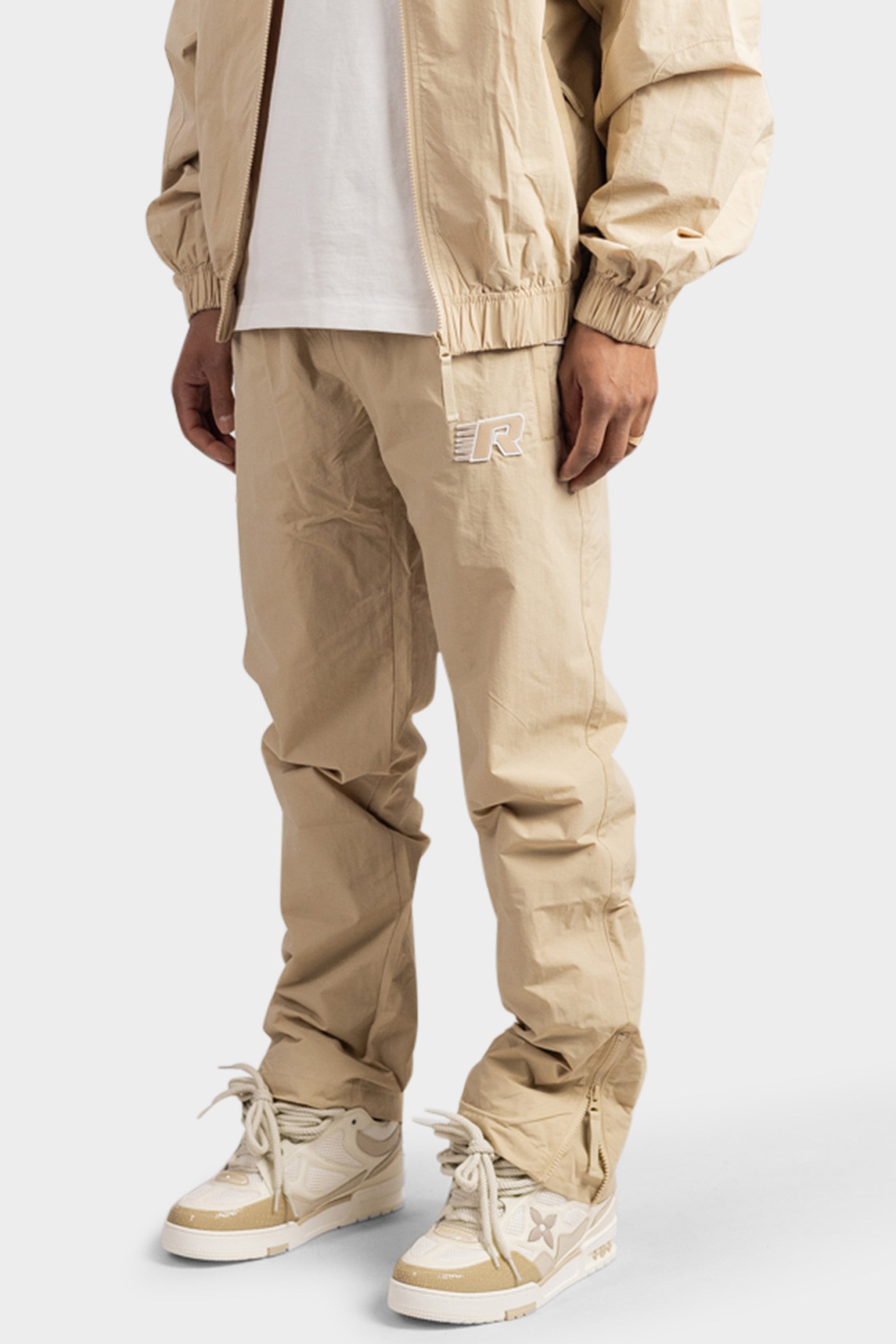 ZIP TRACKPANTS STRAIGHT SAND