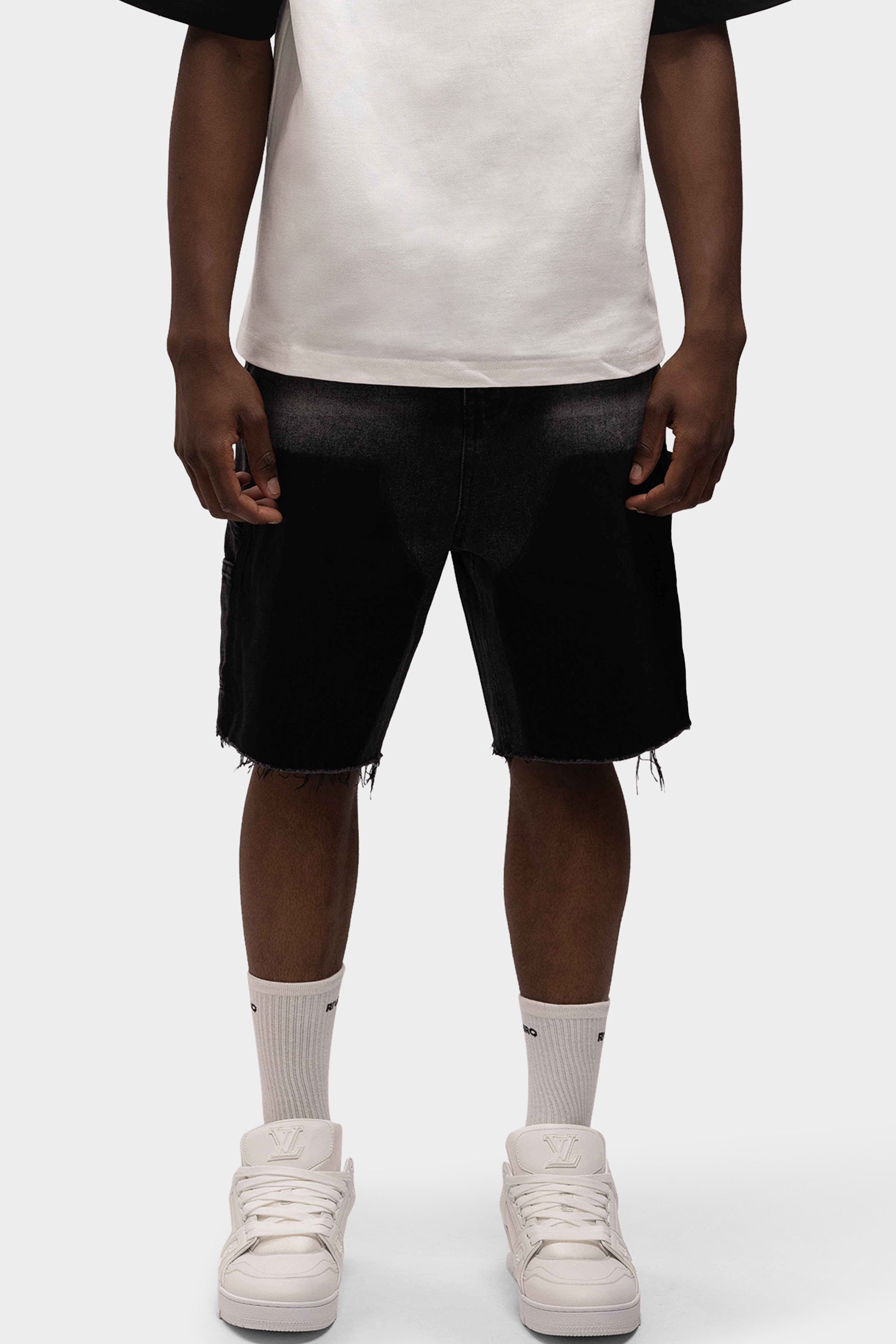CARPENTER DENIM SHORTS BLACK