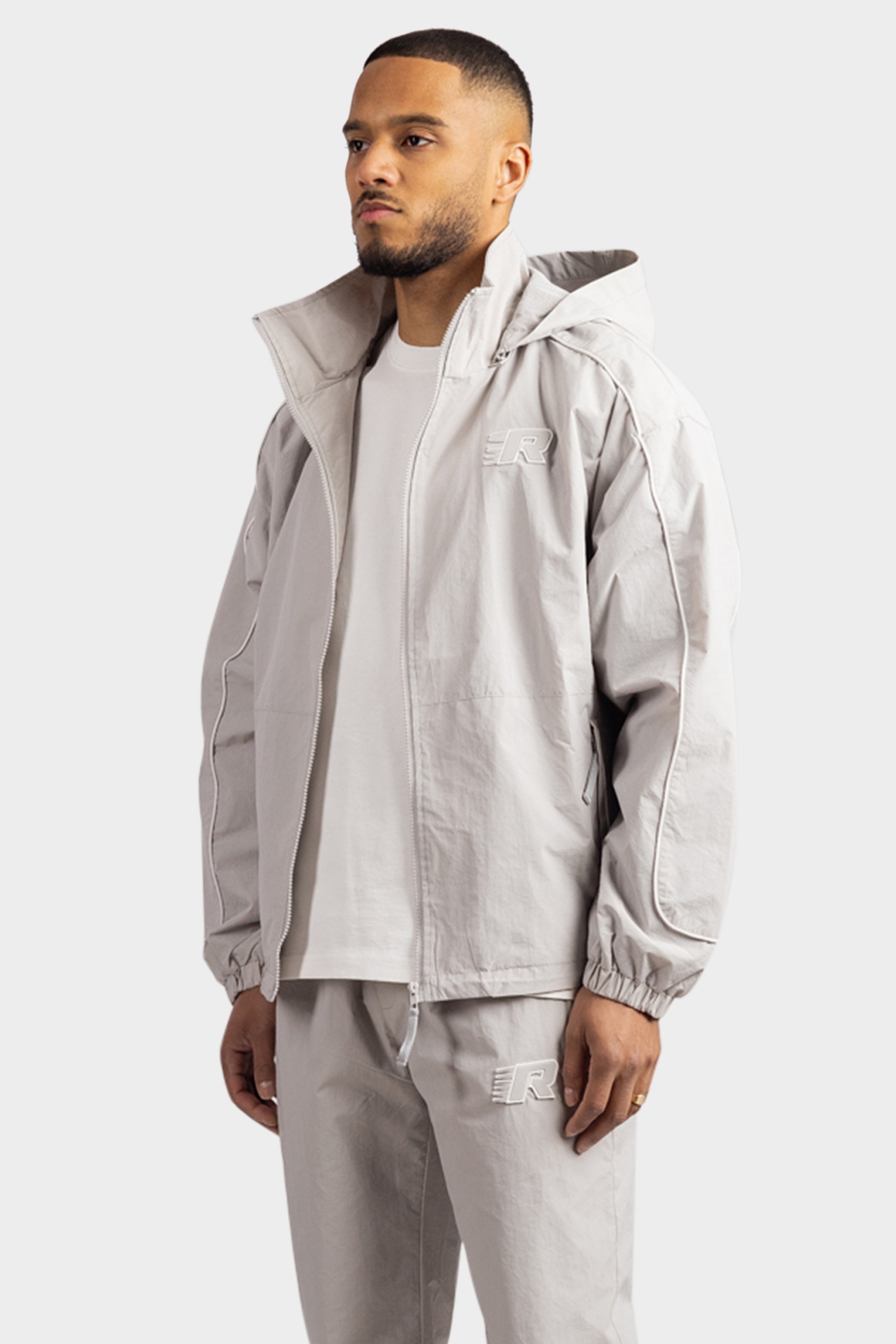 TRACKJACKET REMOVABLE HOOD LIGHT GREY