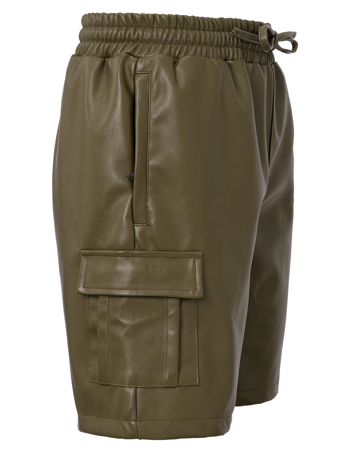 LEATHER CARGO SHORTS ARMY