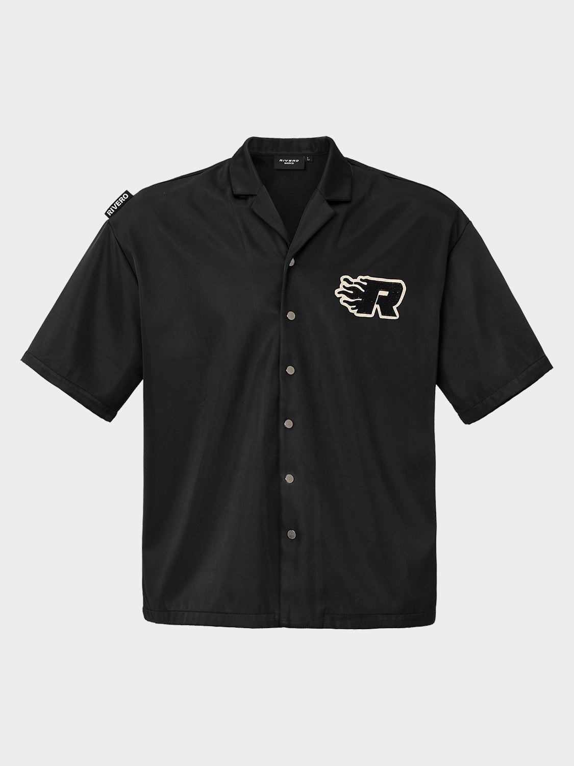 SCRIPT NYLON OVERSIZED SHIRT BLACK