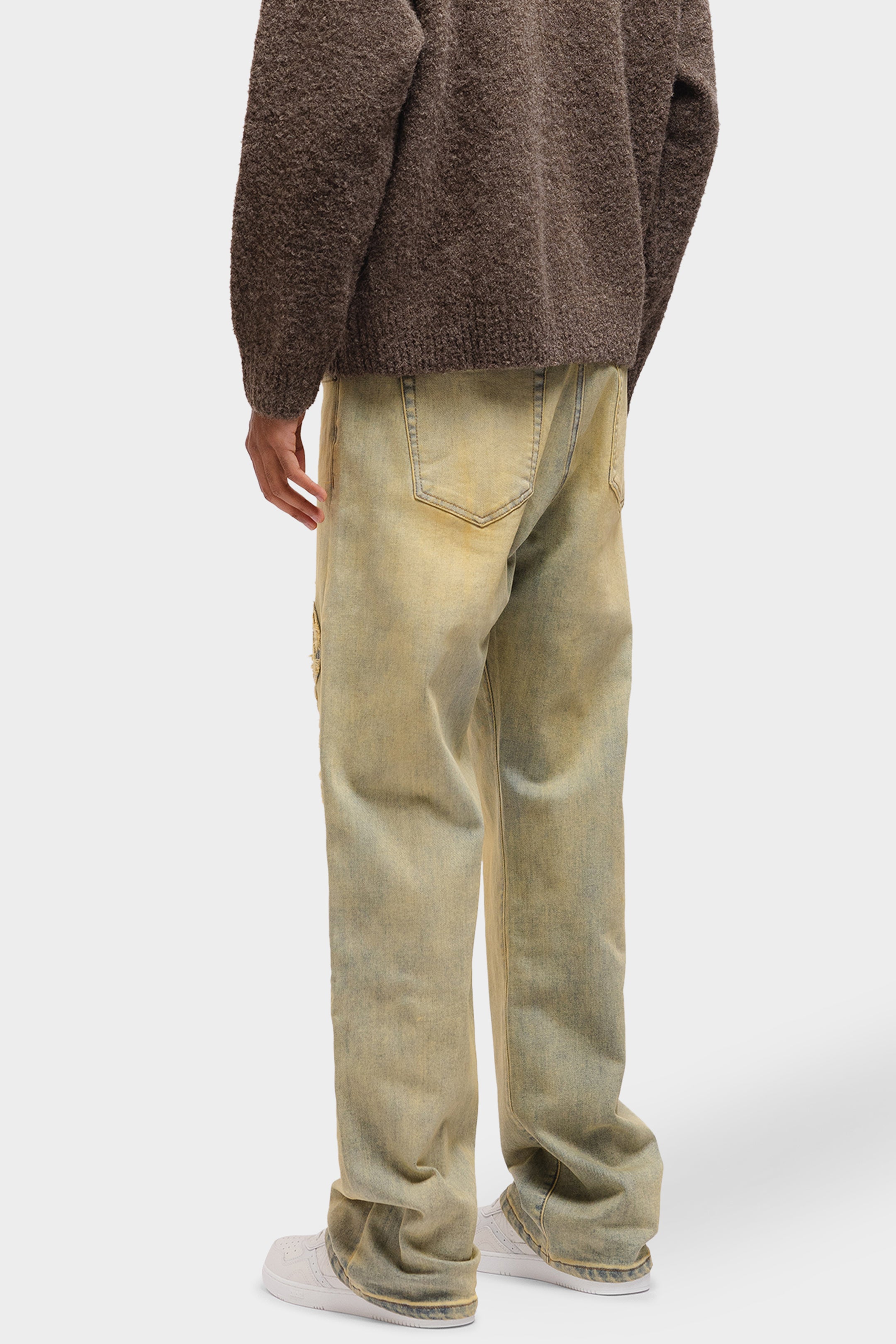 SCRIPT WASHED DENIM JEANS