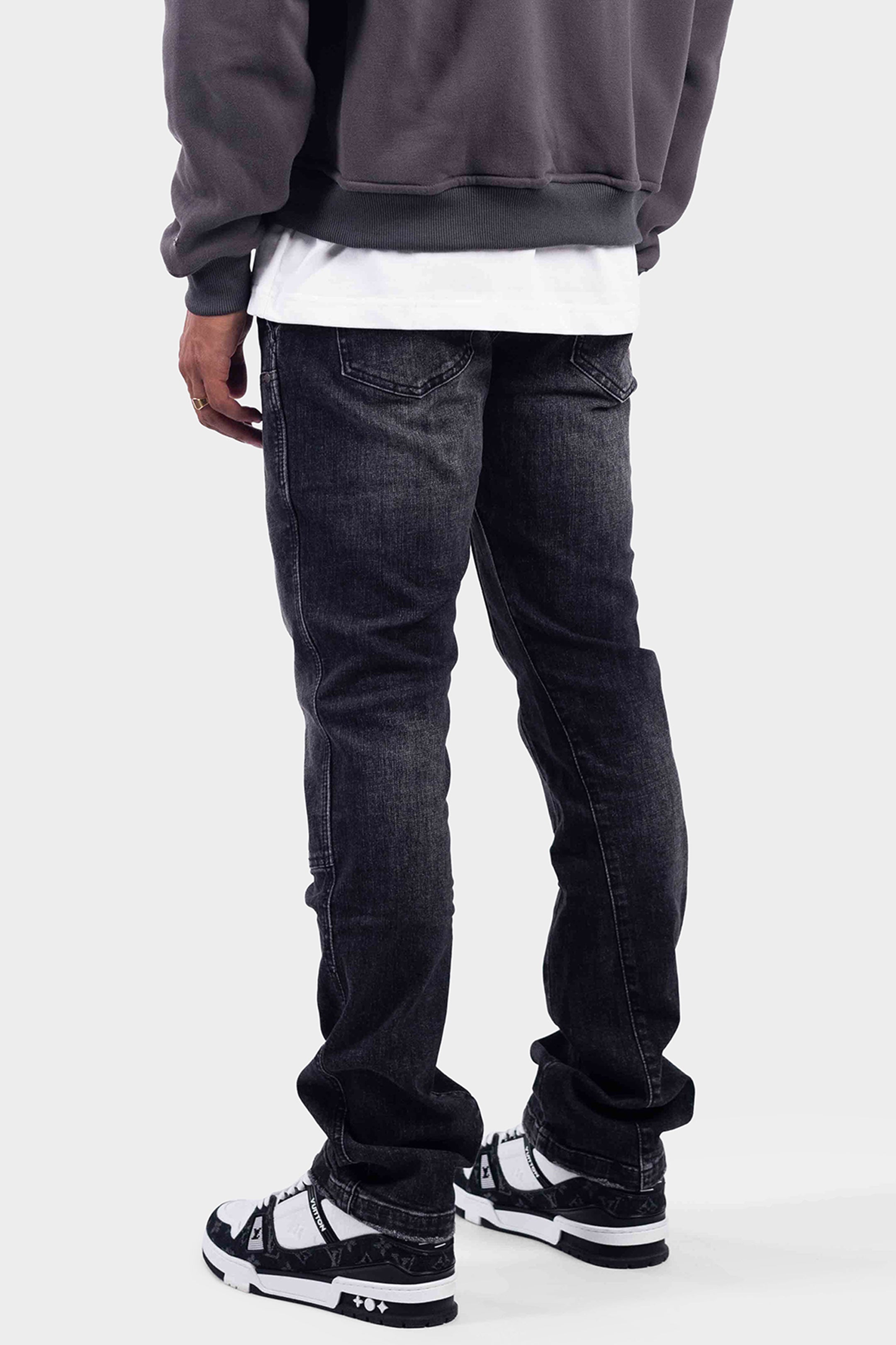 CARPENTER FLARED DENIM JEANS BLACK