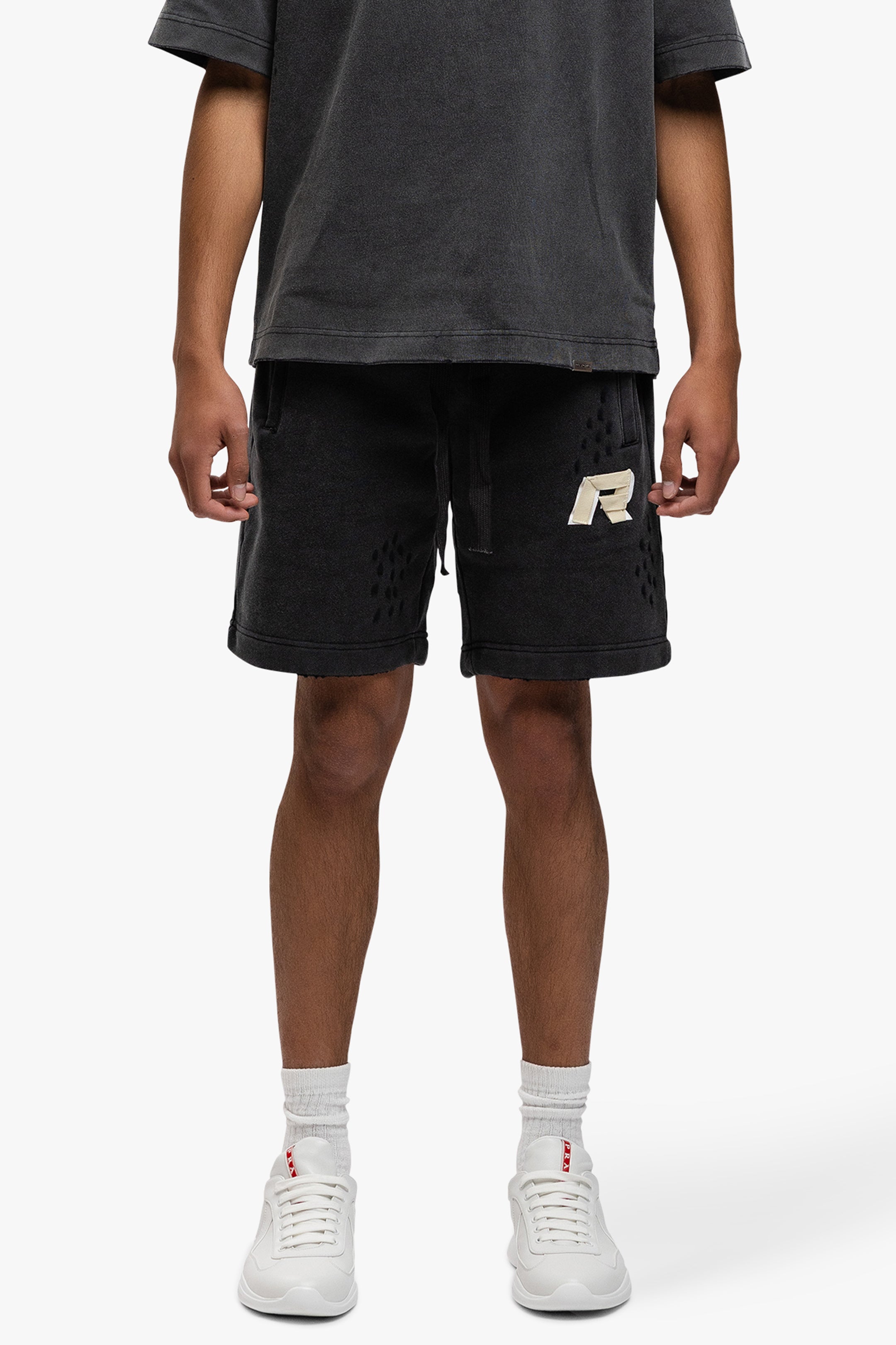 SIGNATURE TAPED SHORTS WASHED BLACK