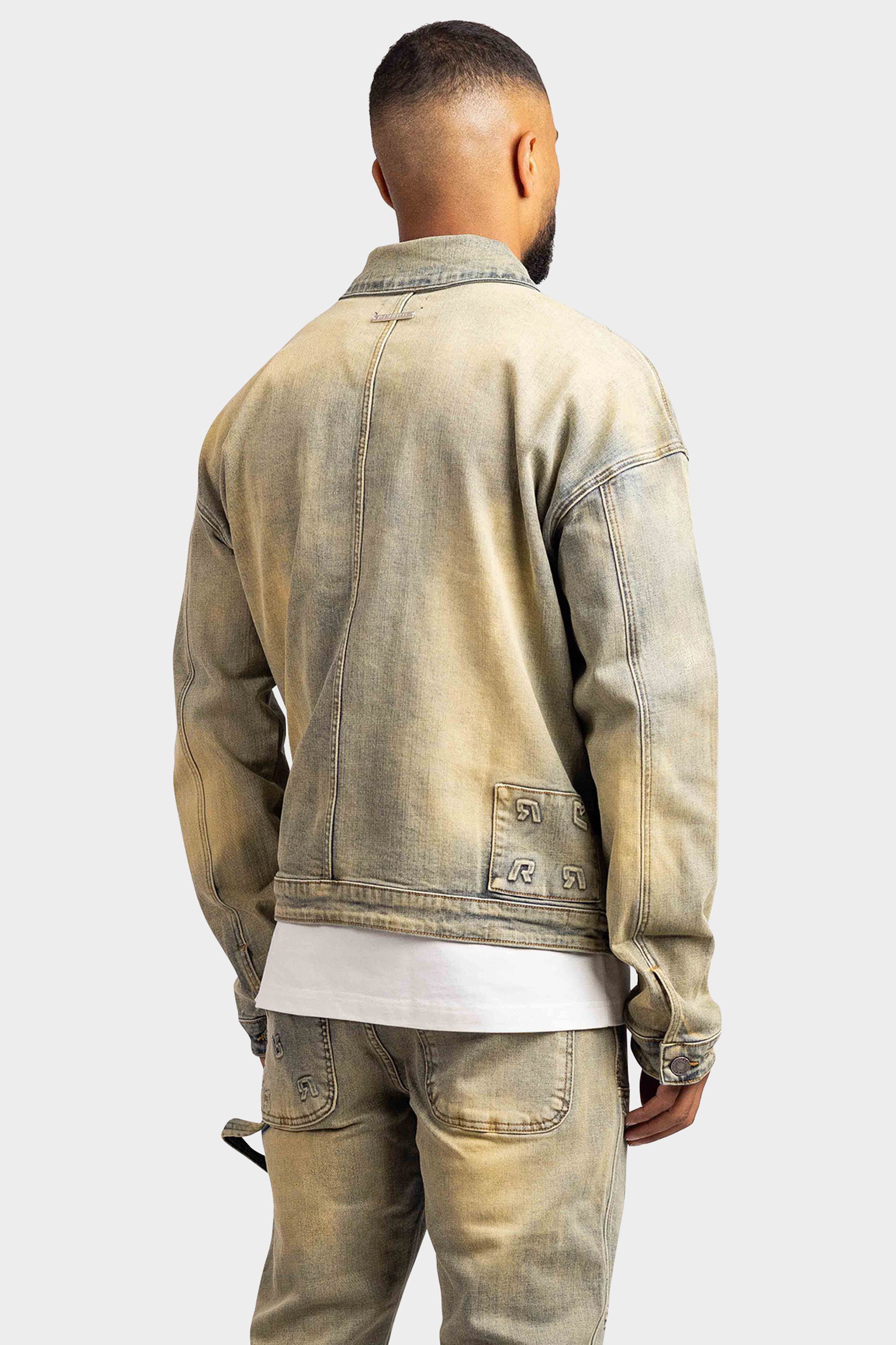 EMBOSSED WORKER DENIM JACKET OVERSIZED