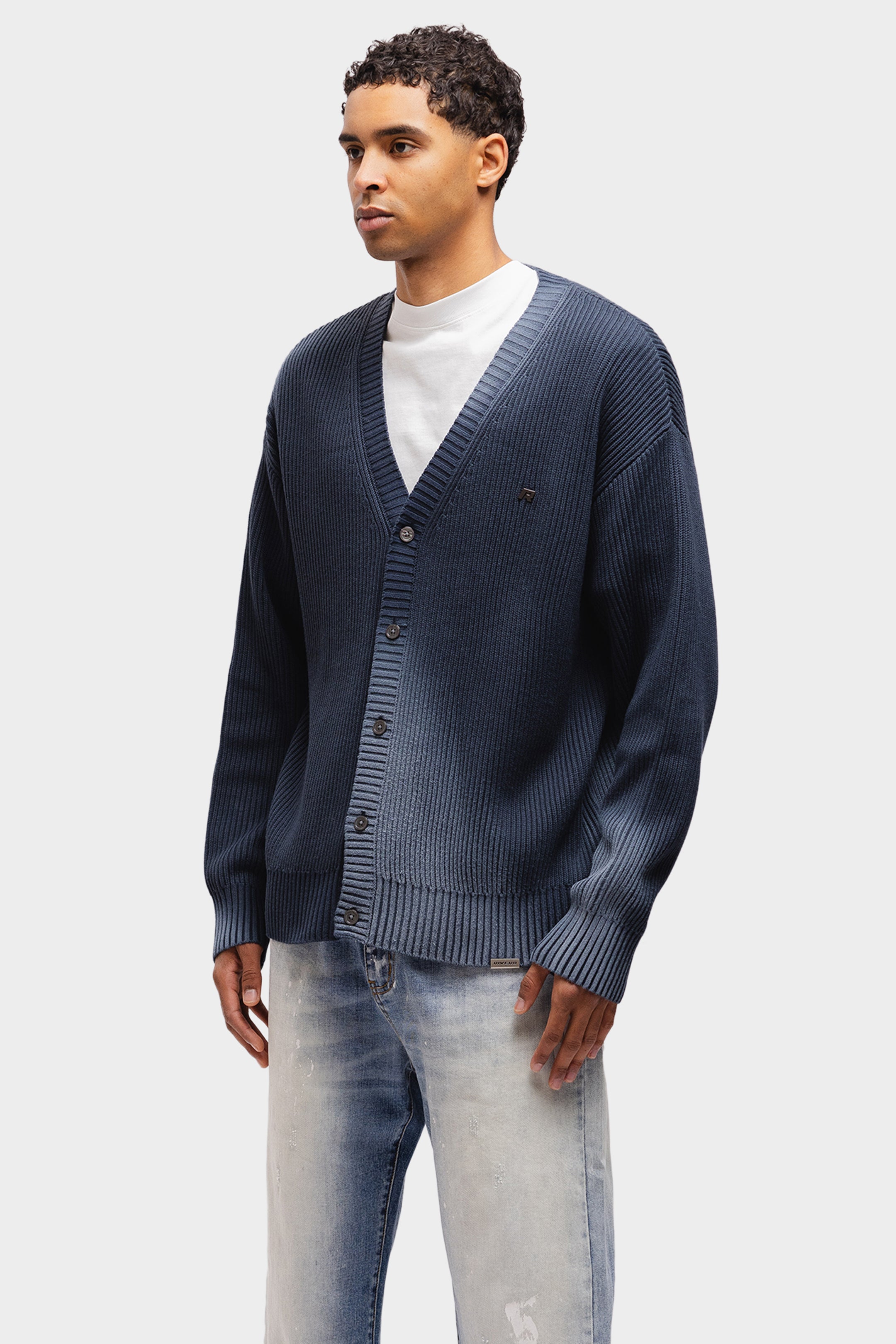 KNITTED CARDIGAN WASHED NAVY