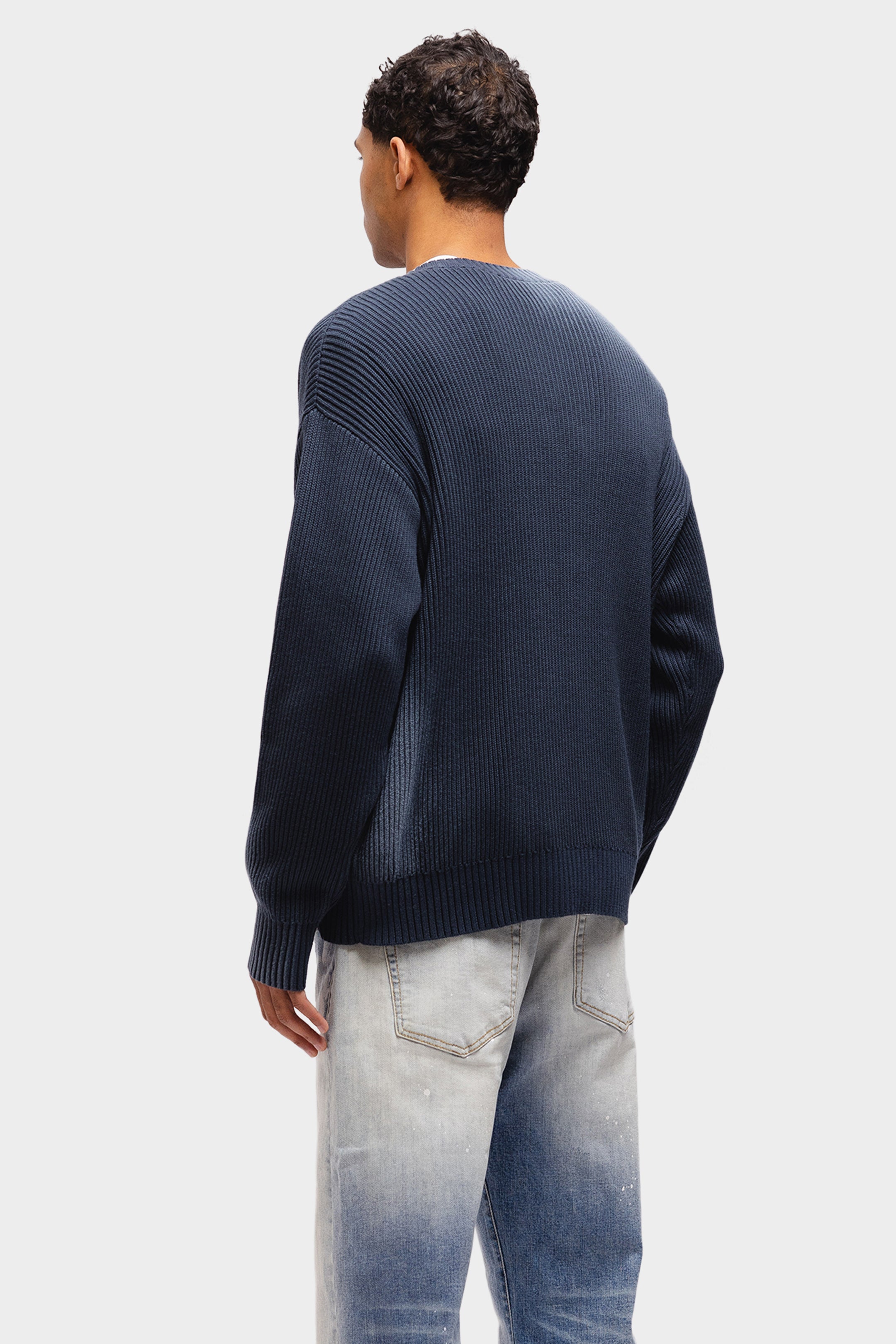 KNITTED CARDIGAN WASHED NAVY