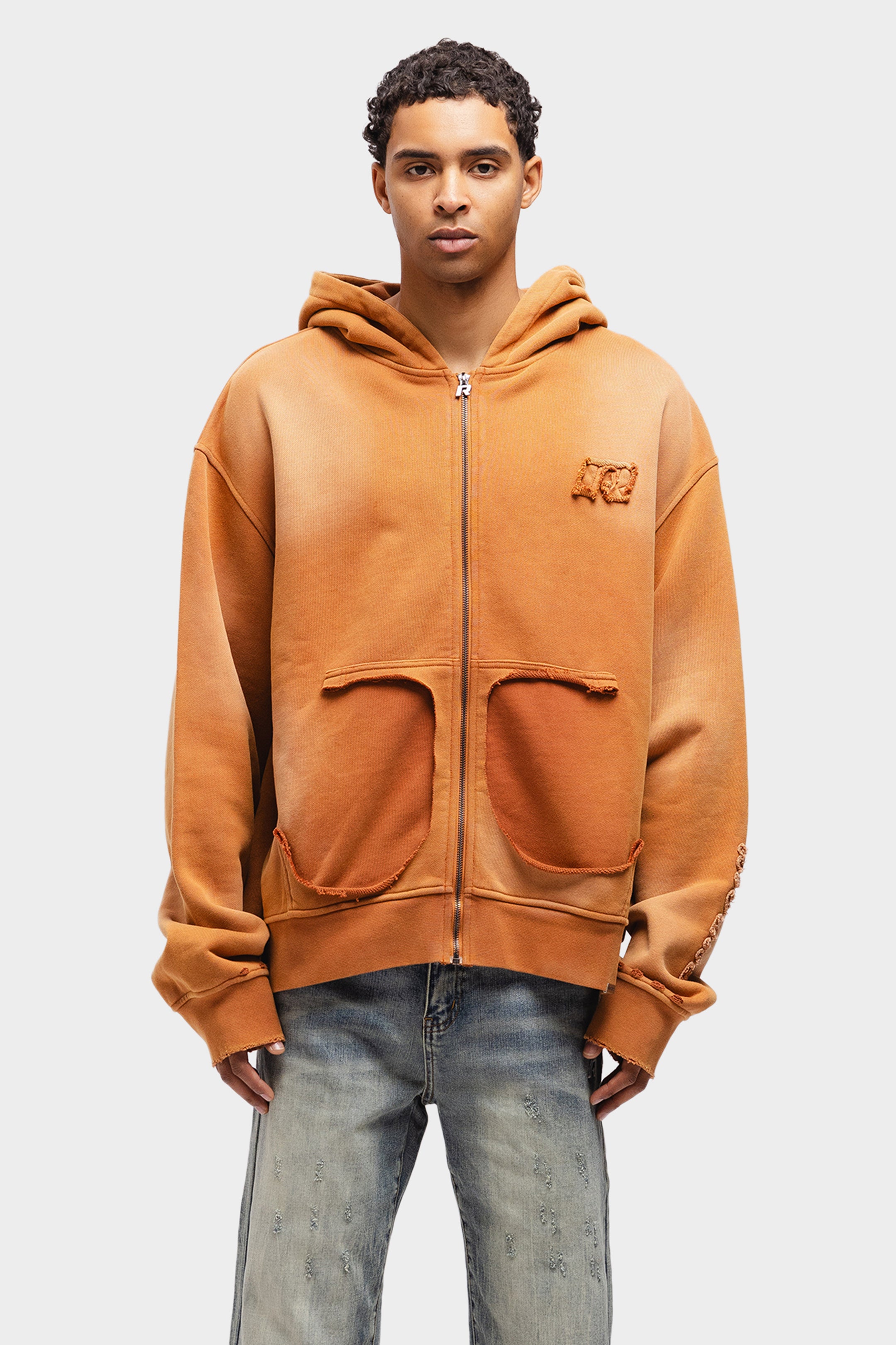 VINTAGE RAW ZIP HOODIE RUSTY
