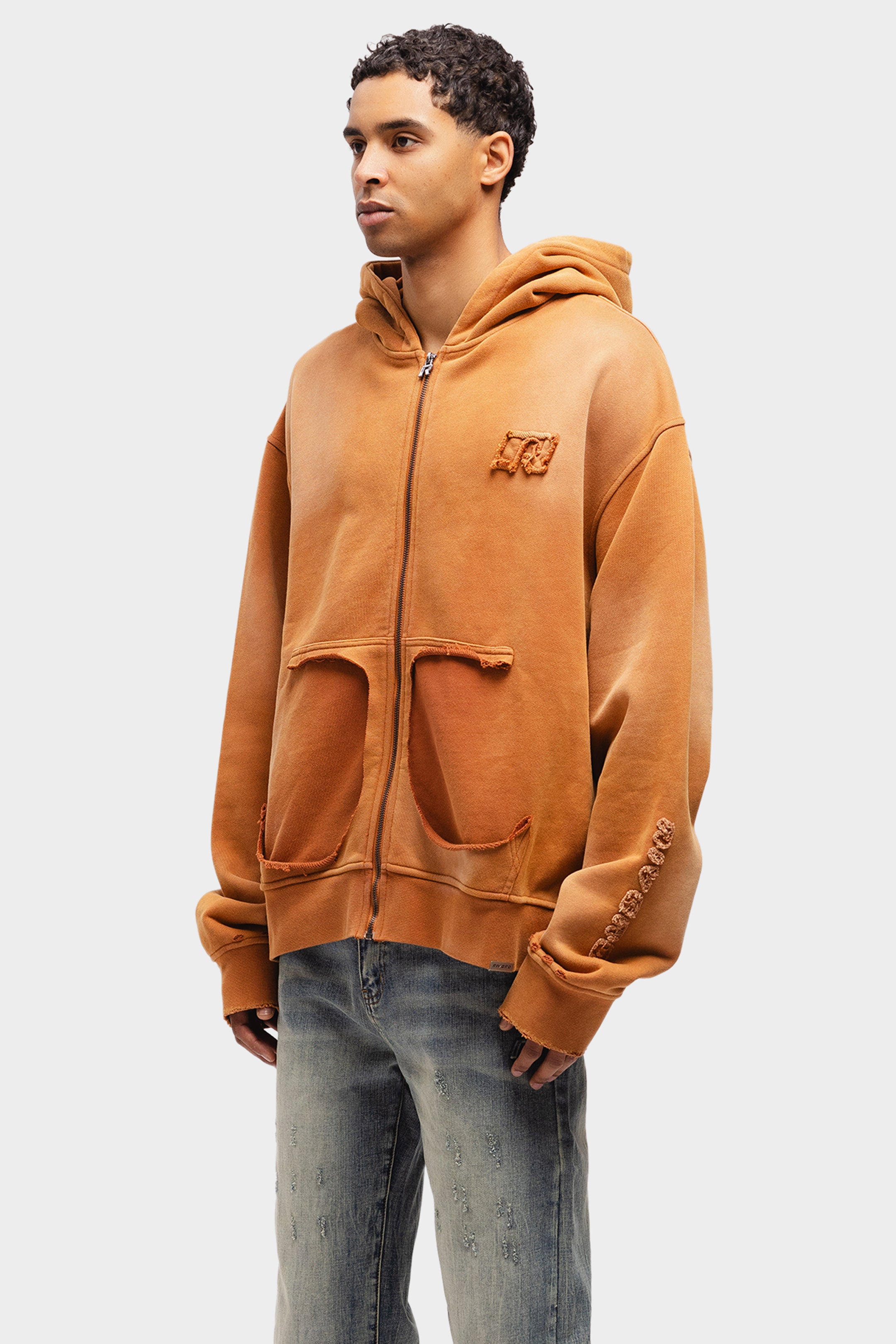 VINTAGE RAW ZIP HOODIE RUSTY