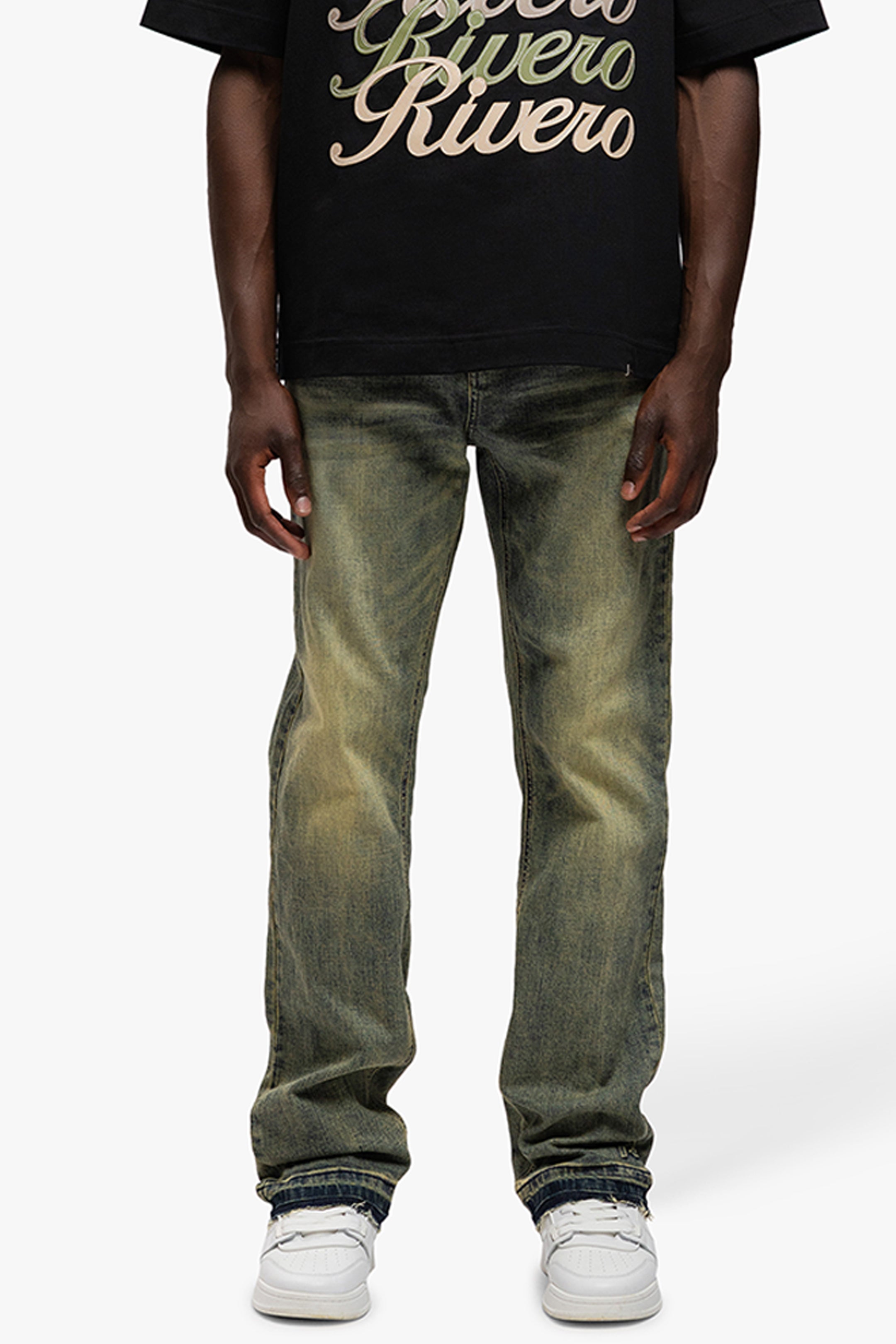 REGULAR VERIDIAN EMBOSSED DENIM JEANS