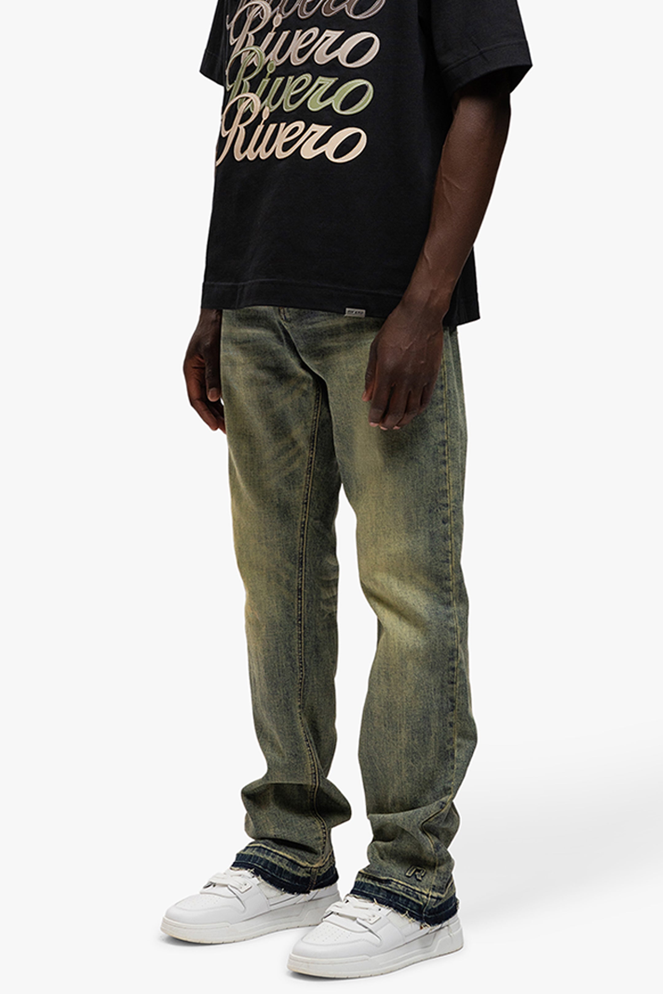 REGULAR VERIDIAN EMBOSSED DENIM JEANS