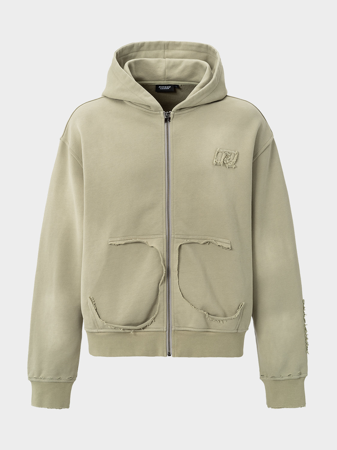 VINTAGE RAW ZIP HOODIE KHAKI