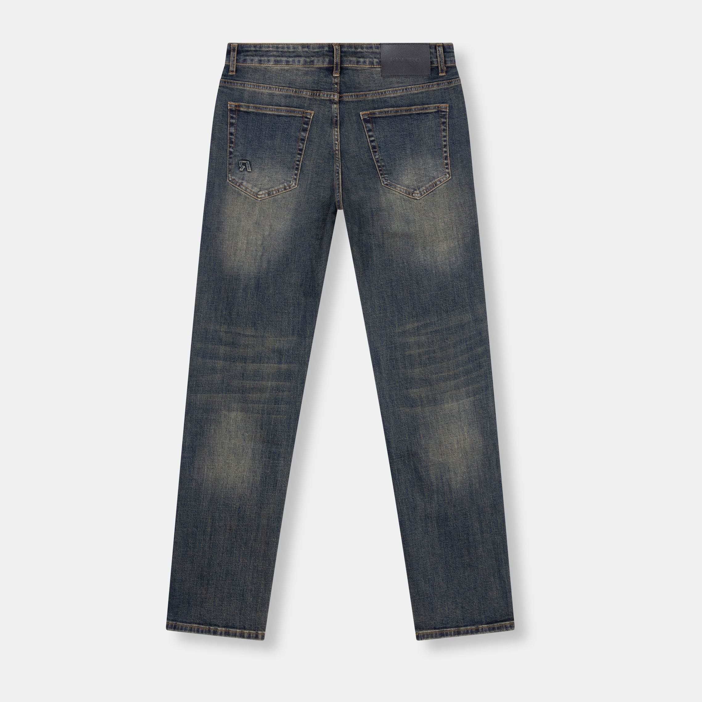 REGULAR PLAIN EMBOSSED WASHED DENIM JEANS