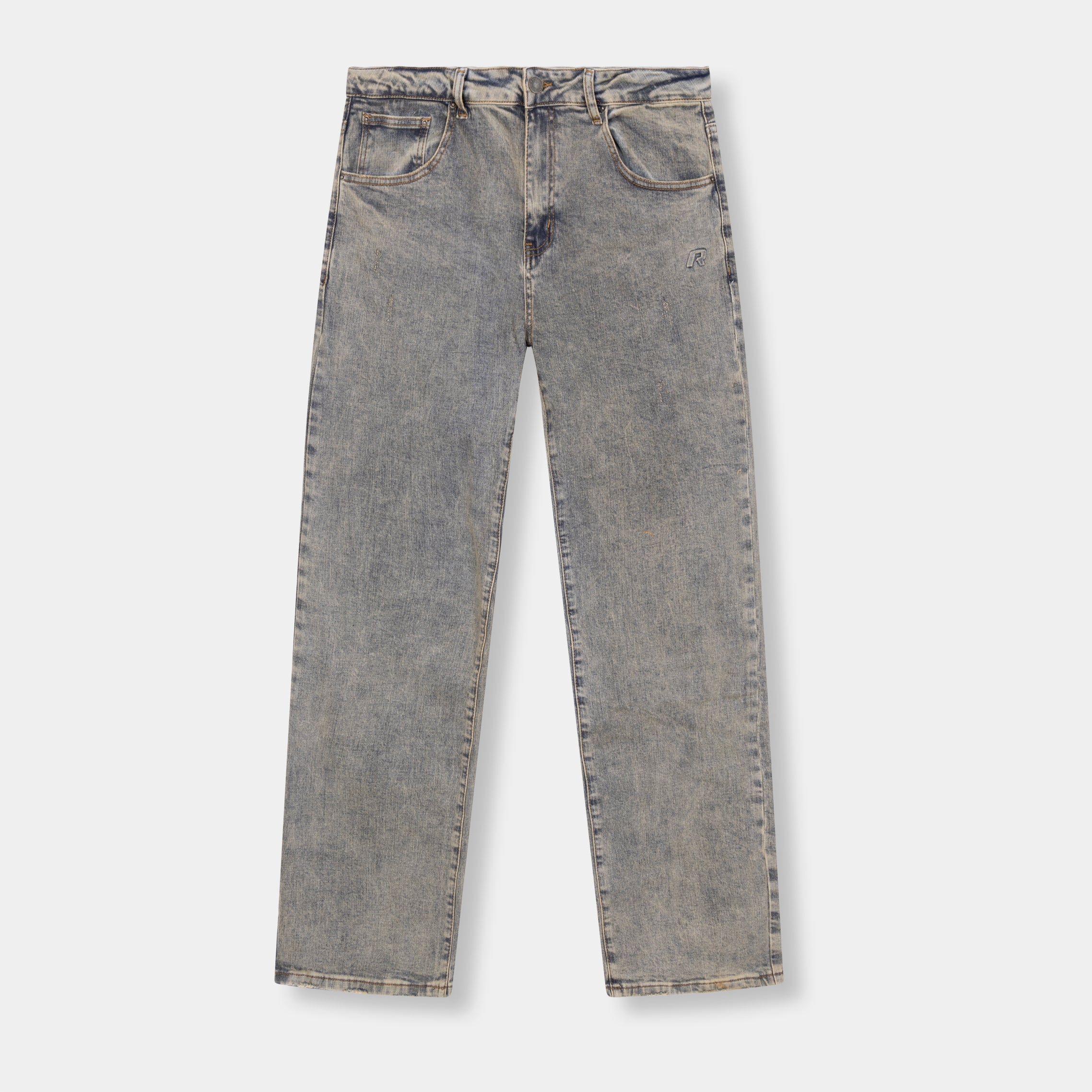 RELAXED VINTAGE WASHED EMBOSSED DENIM JEANS