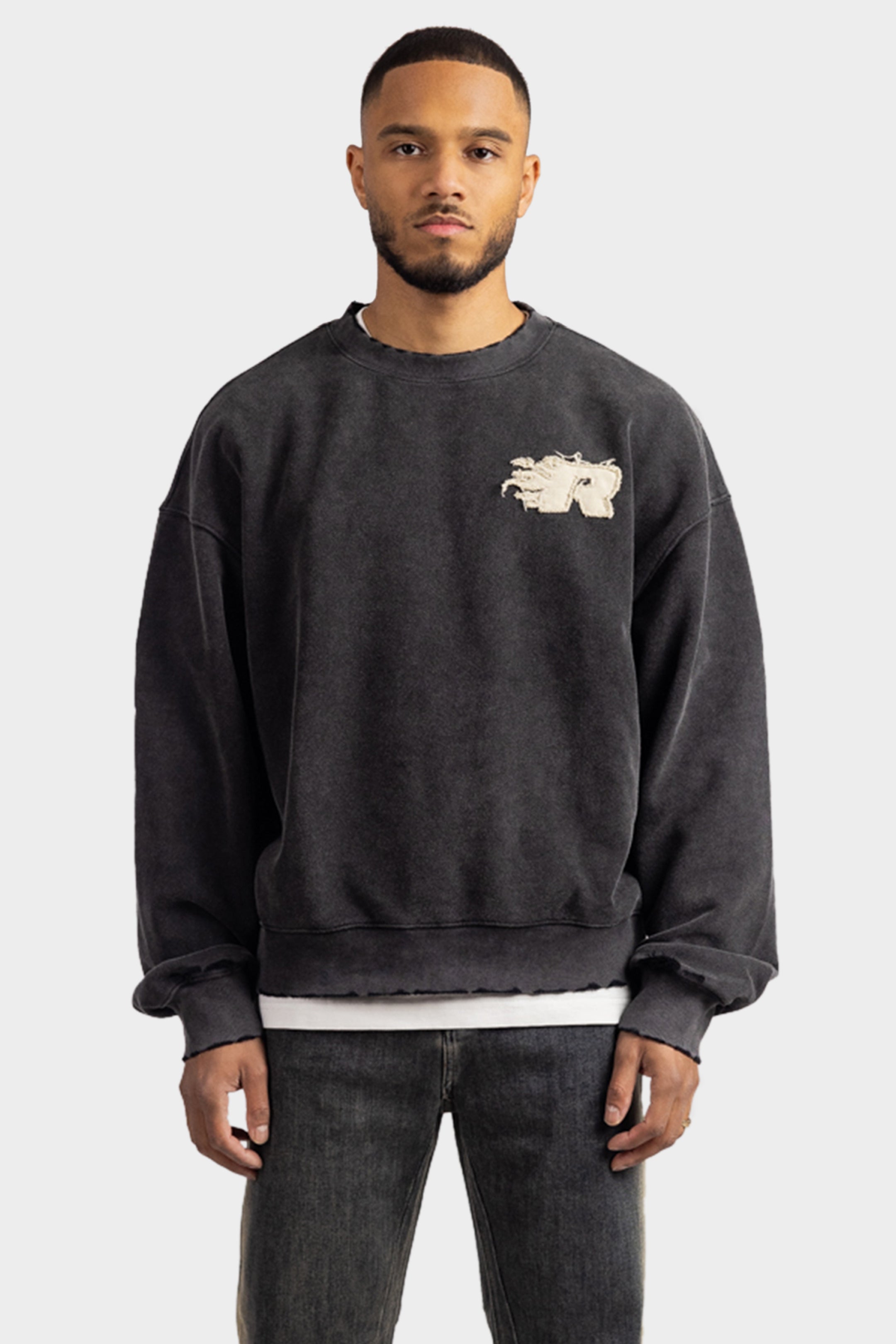 SCRIPT WASHED SWEATER BLACK