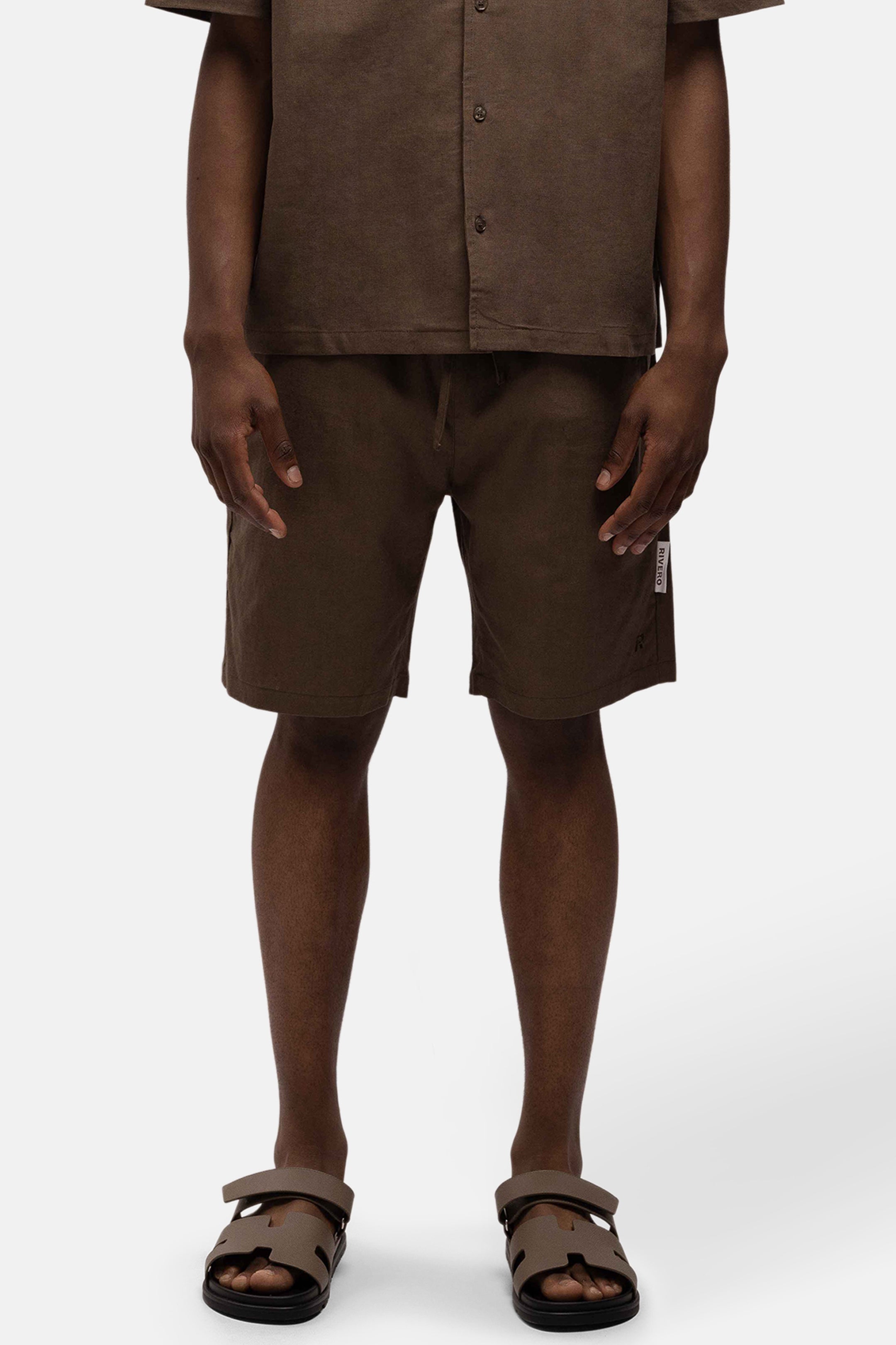 LINEN SHORTS BROWN