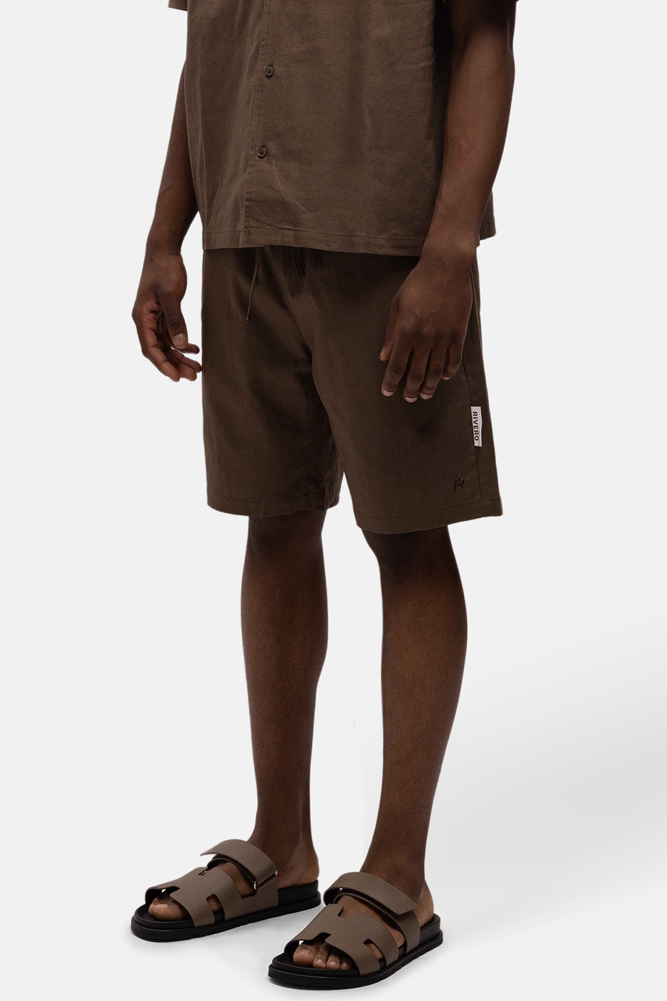 LINEN SHORTS BROWN