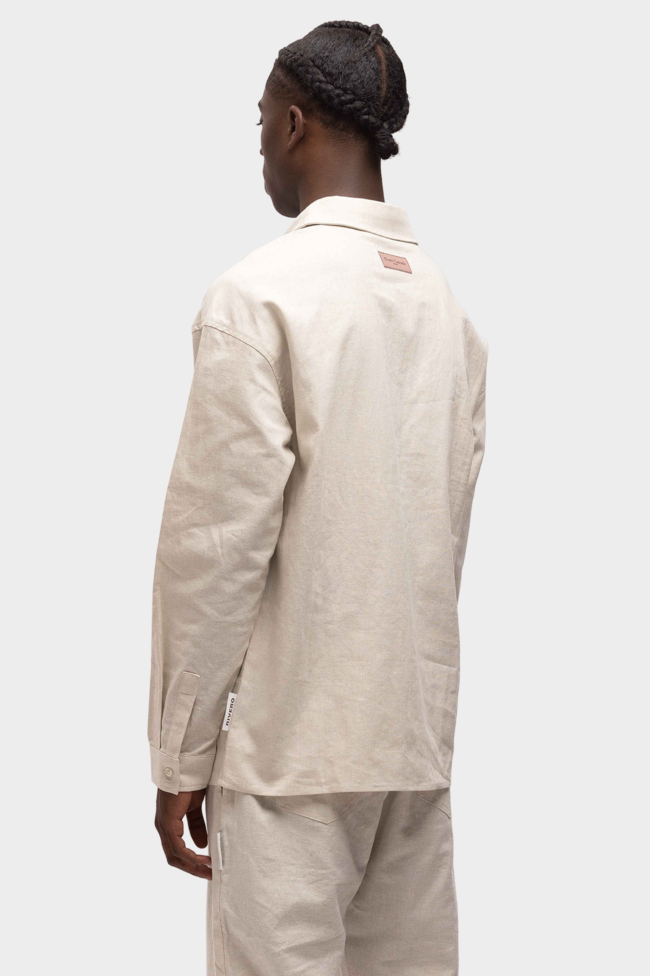 LINEN SHIRT QUARTER BUTTON SAND