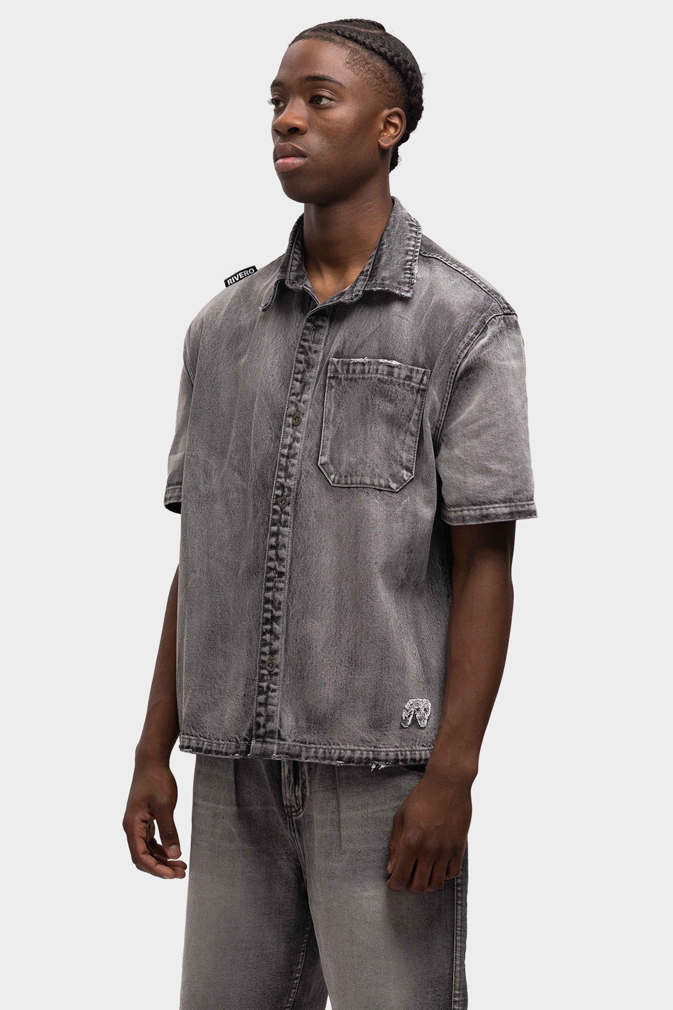 DENIM OVERSIZED SHIRT WASHED GREY