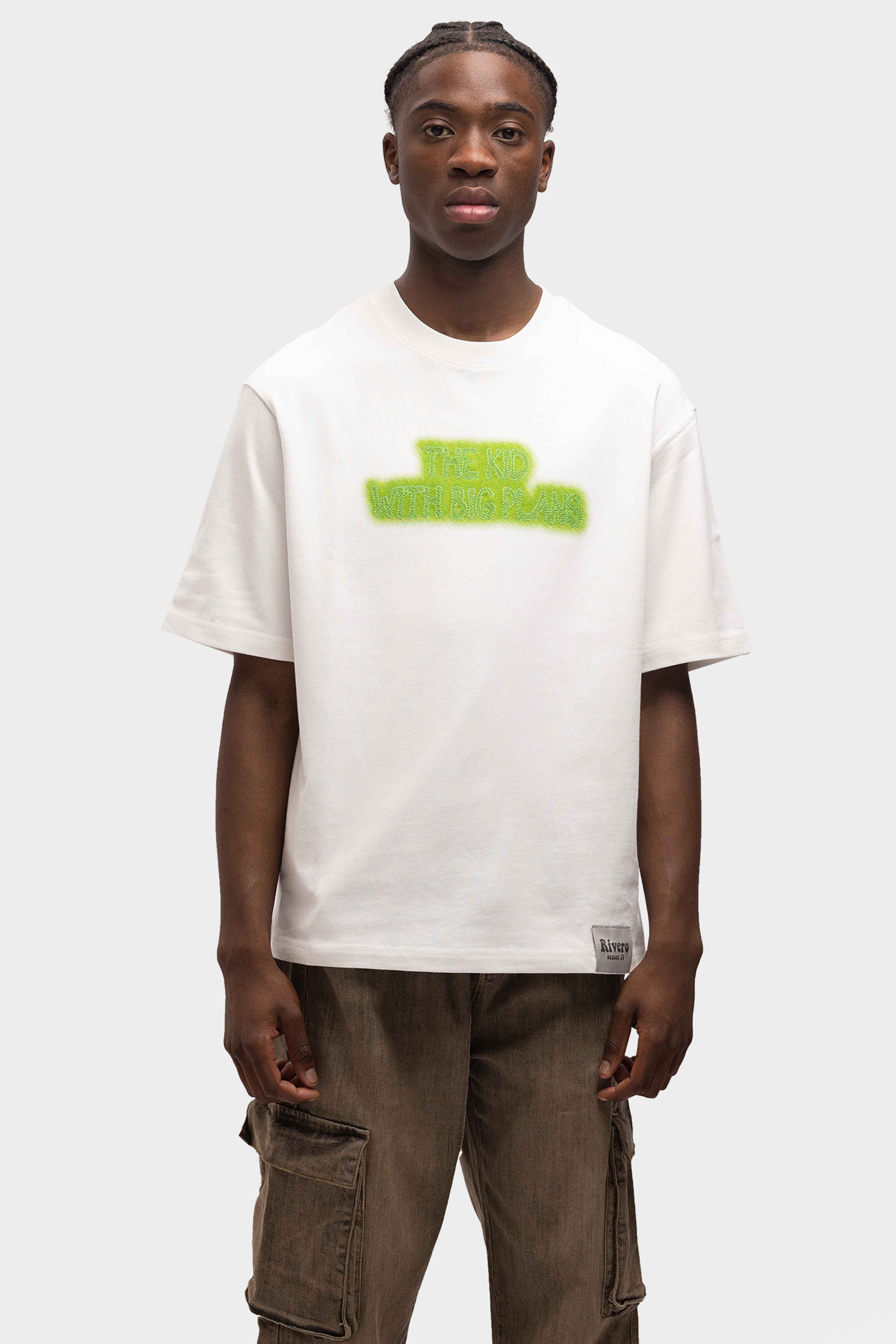 BIG PLANS SPRAYED OVERSIZED T-SHIRT WHITE