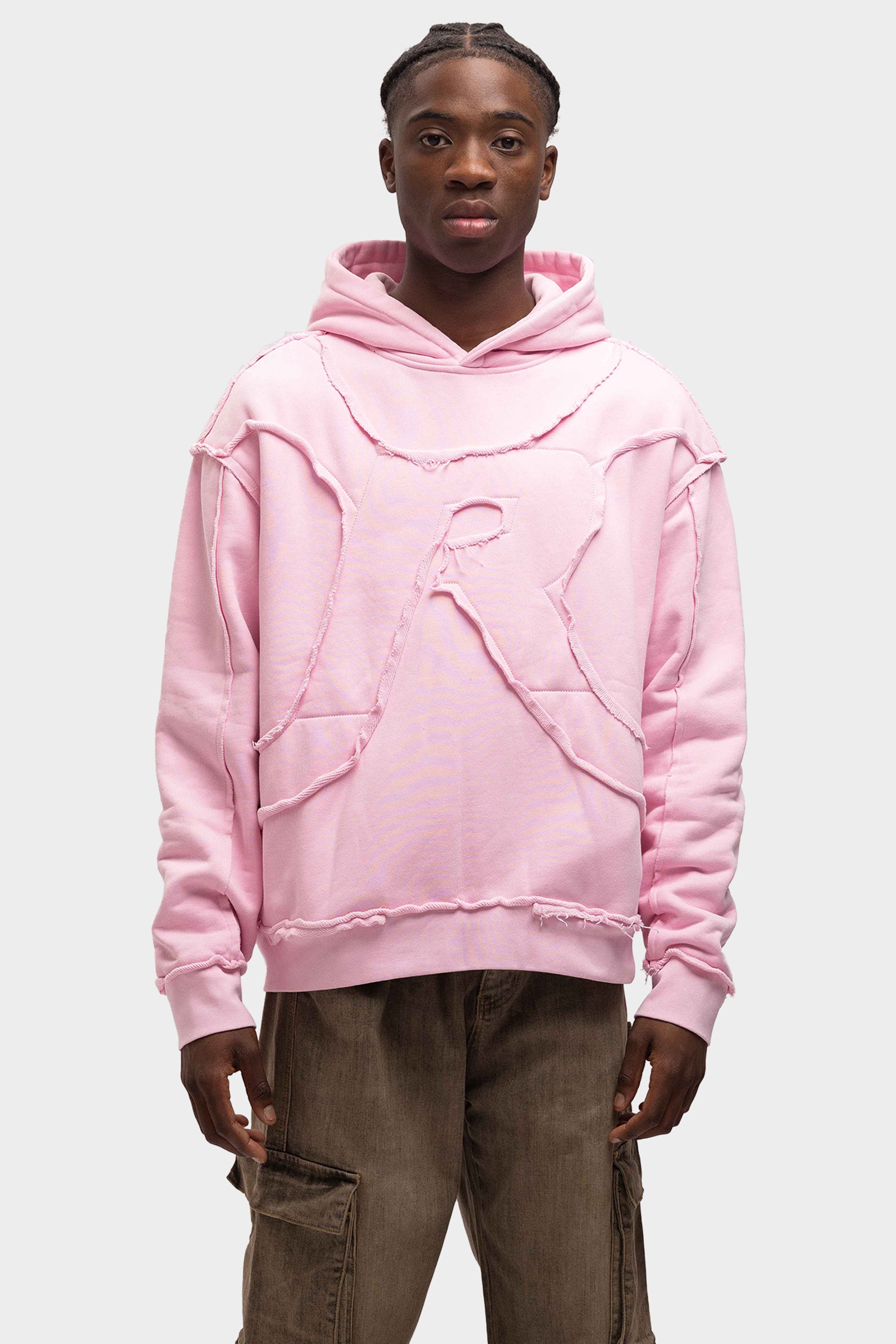 RAW SEW OVERSIZED HOODIE PINK