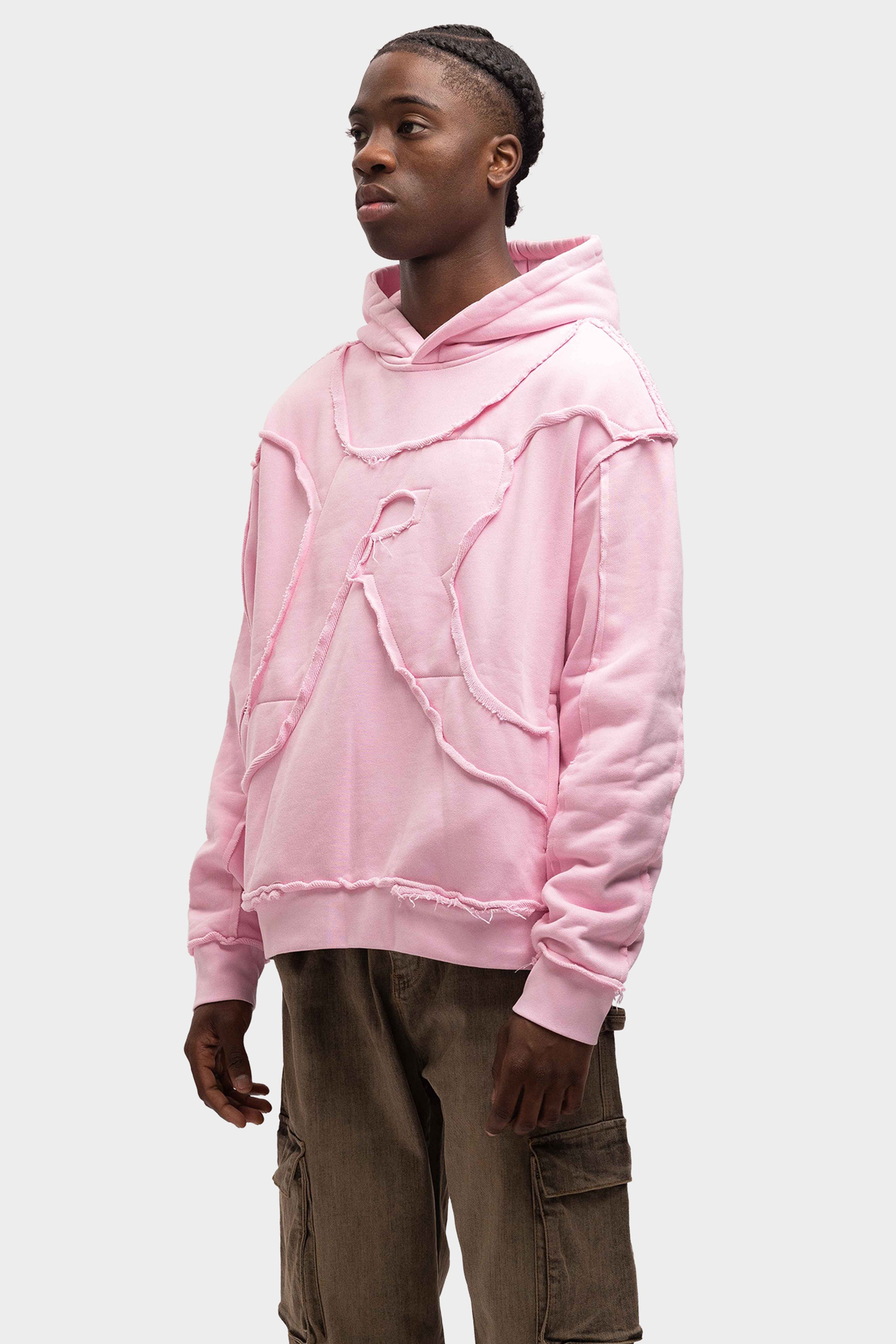 RAW SEW OVERSIZED HOODIE PINK