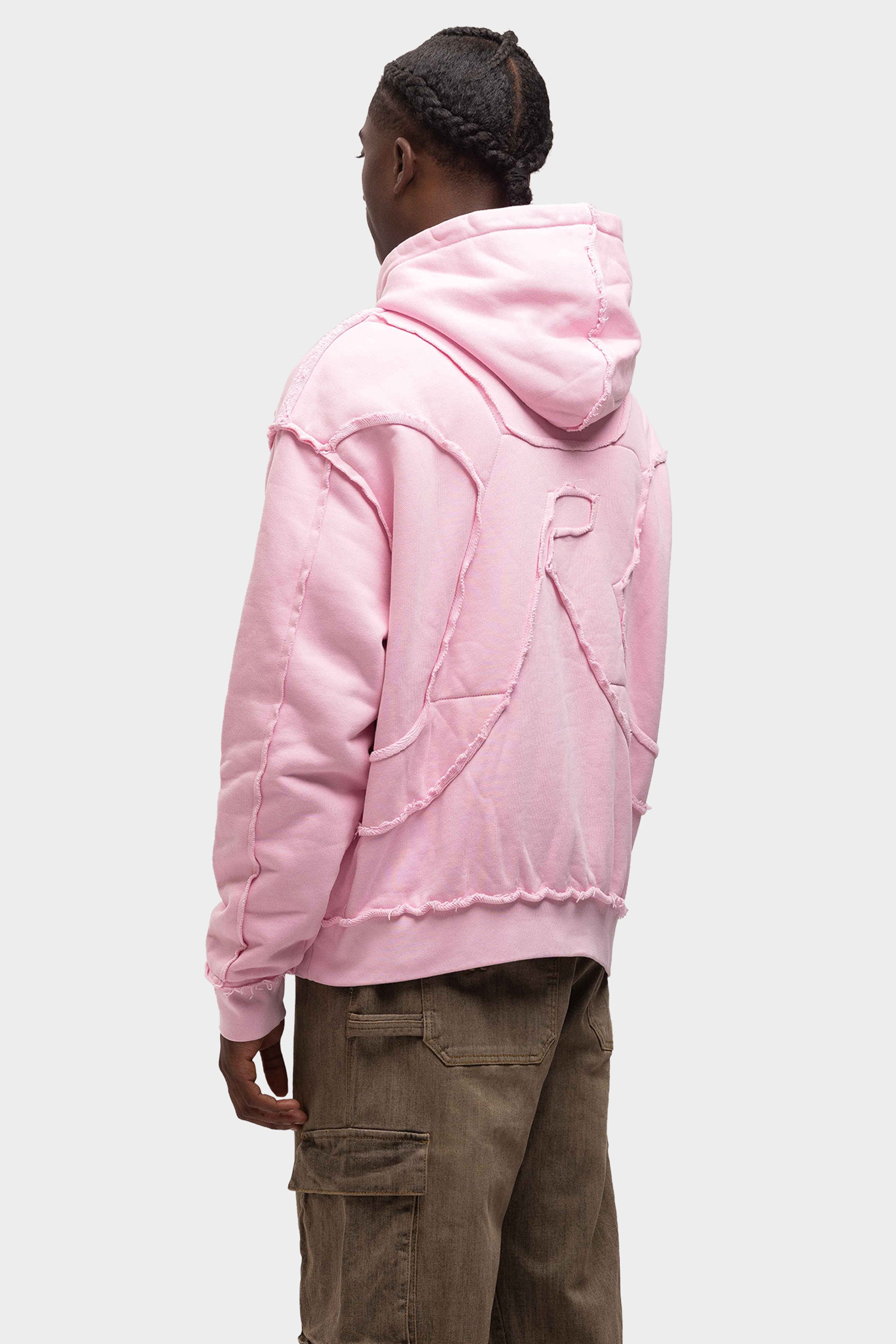 RAW SEW OVERSIZED HOODIE PINK
