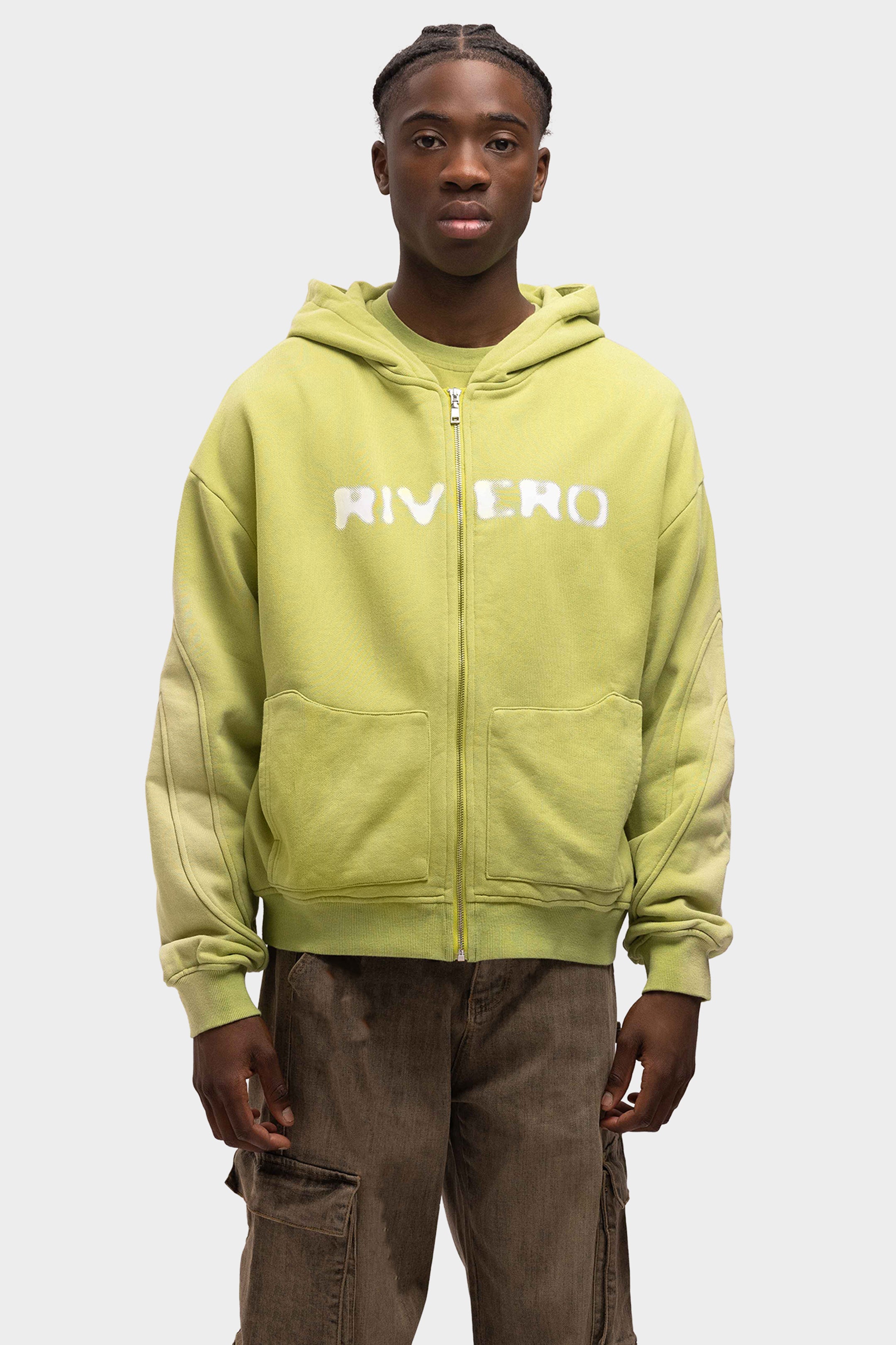 ATELIER SIDE WASHED ZIP HOODIE GREEN